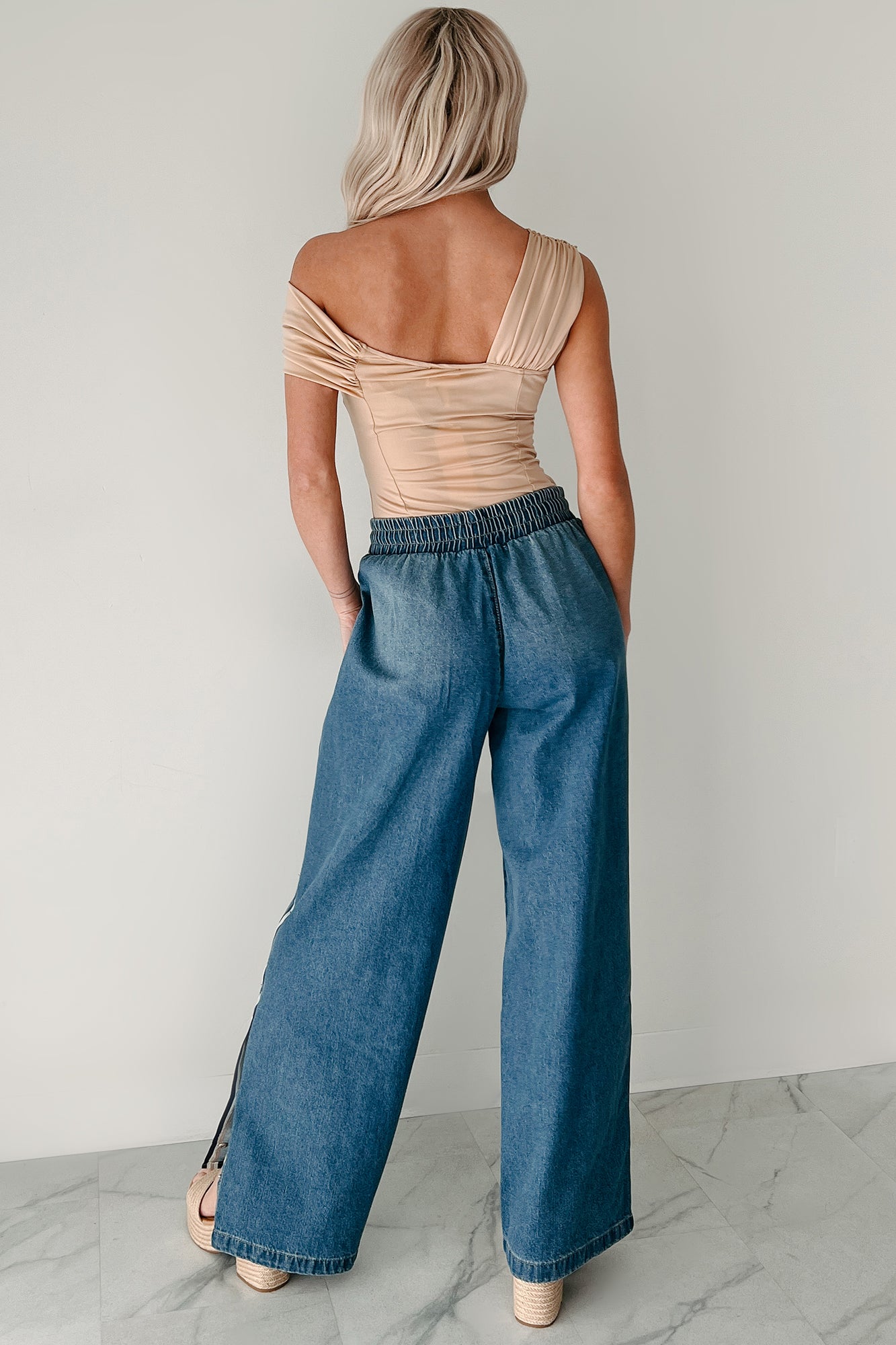 Heartfelt Moments Asymmetric Bodysuit (Nude)-The Formal Wear