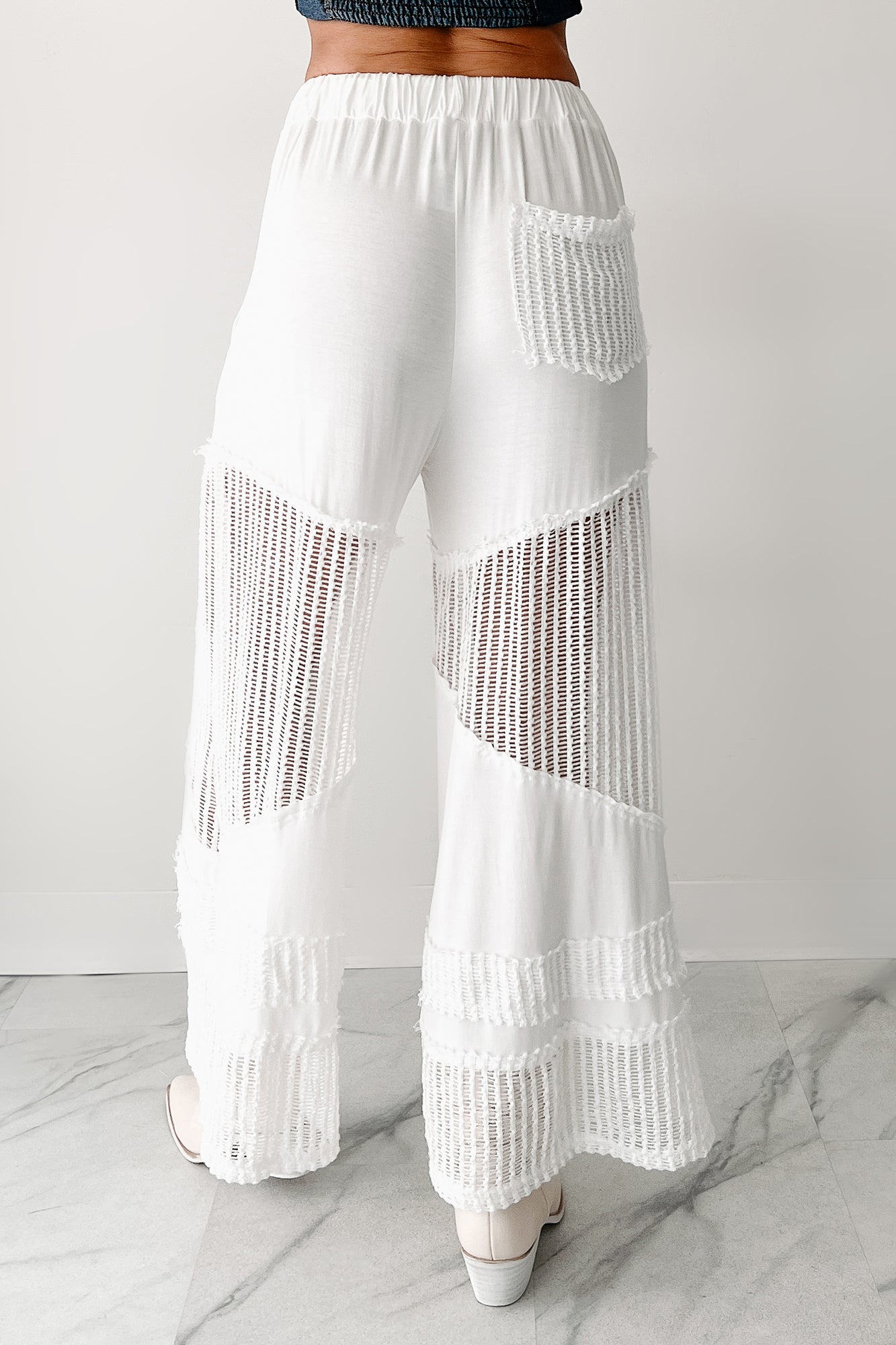 Barefoot Freedom POL Crochet Wide Leg Pants (White)-The Formal Wear