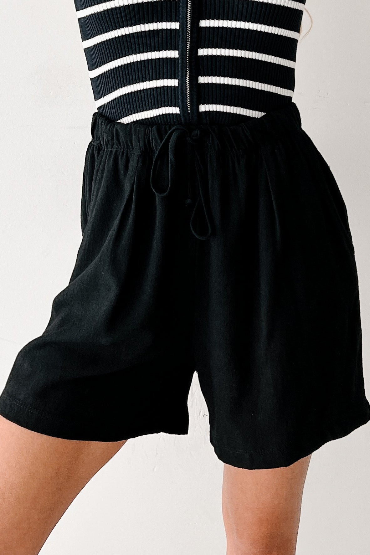 Embracing Flow High Rise Linen Shorts (Black)-The Formal Wear