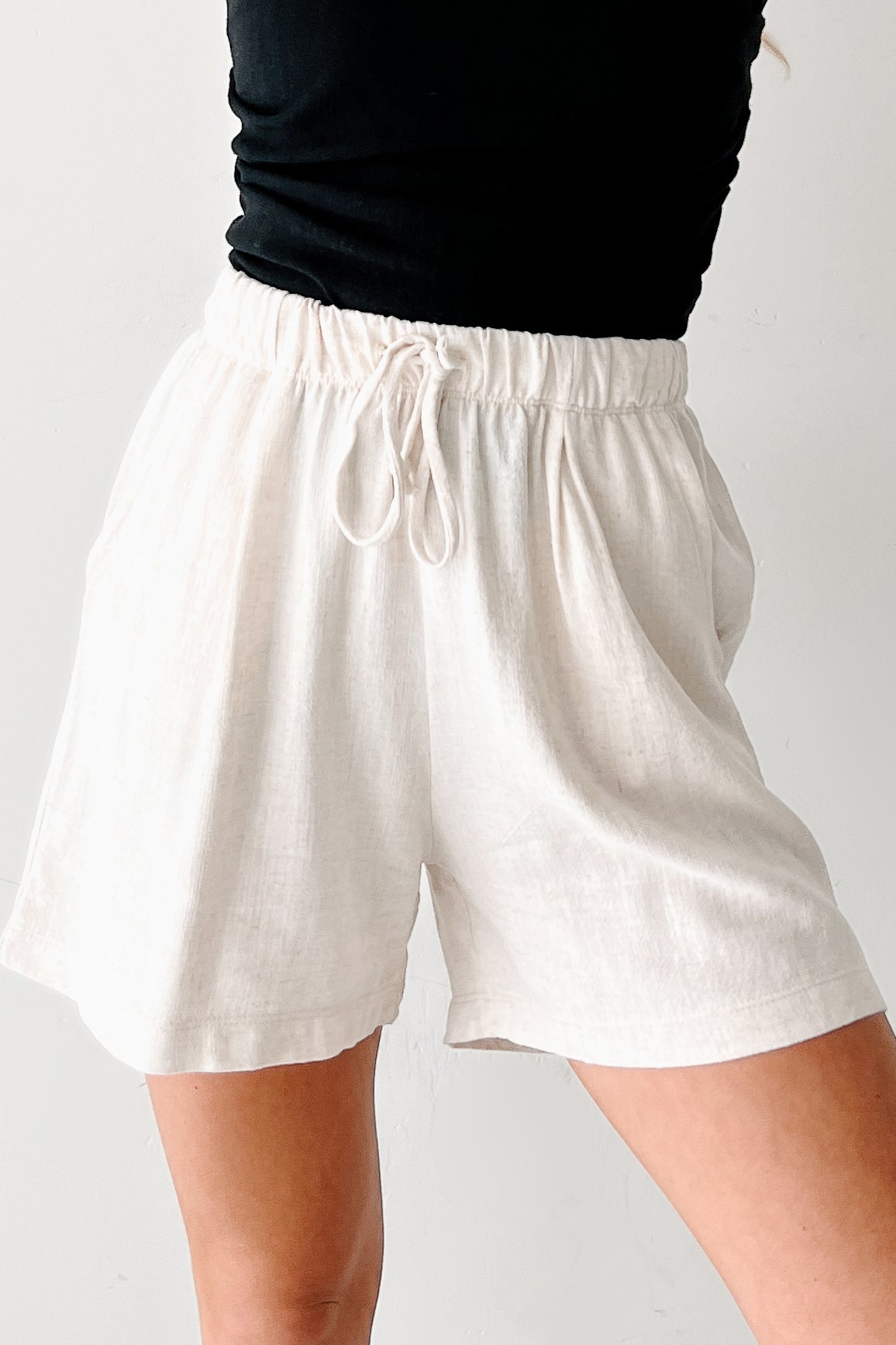 Embracing Flow High Rise Linen Shorts (Oat)-The Formal Wear