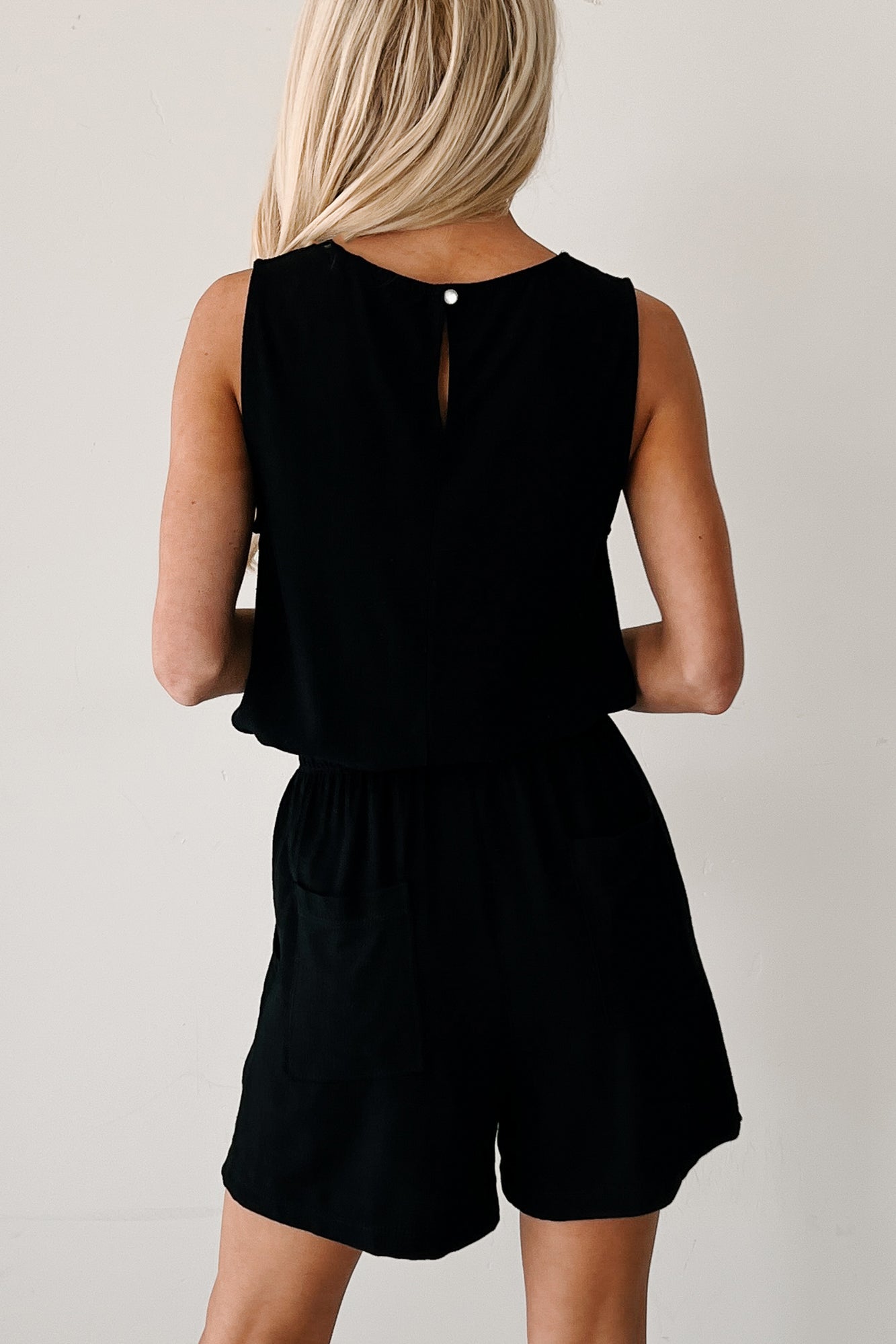 Earth Moments Sleeveless Linen Drawstring Top (Black)-The Formal Wear