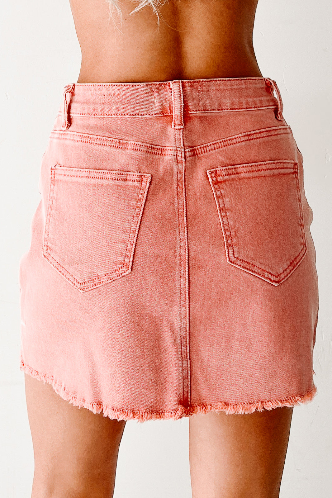 Feeling Social Zenana Denim Mini Skirt (Ash Pink)-The Formal Wear