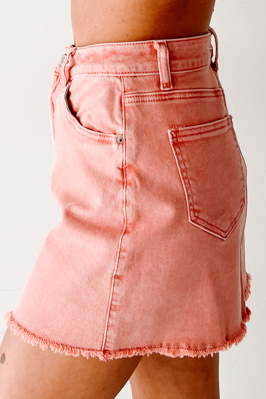 Feeling Social Zenana Denim Mini Skirt (Ash Pink)-The Formal Wear