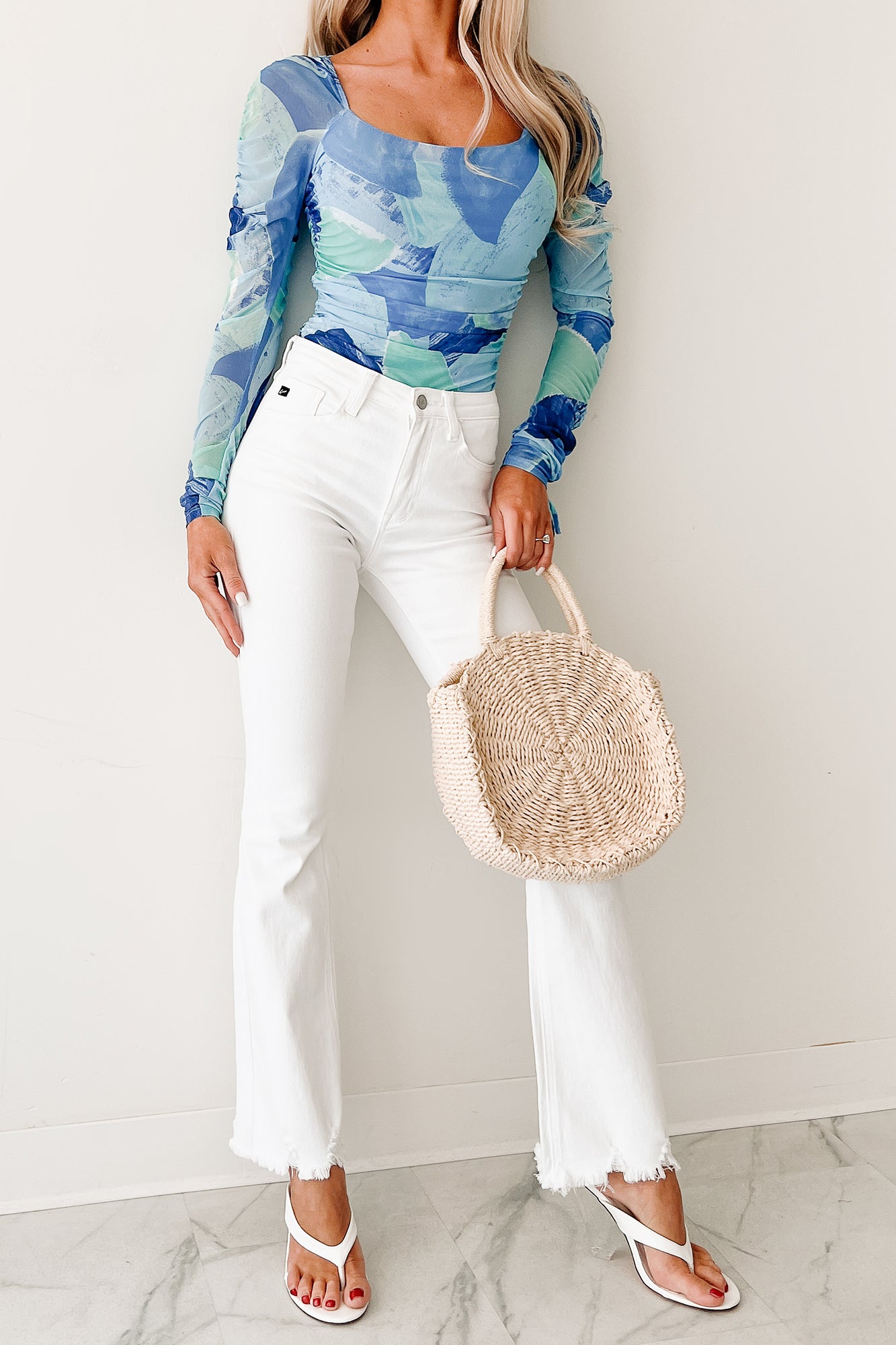 Brianca High Rise Kancan Bootcut Jeans (White)-The Formal Wear