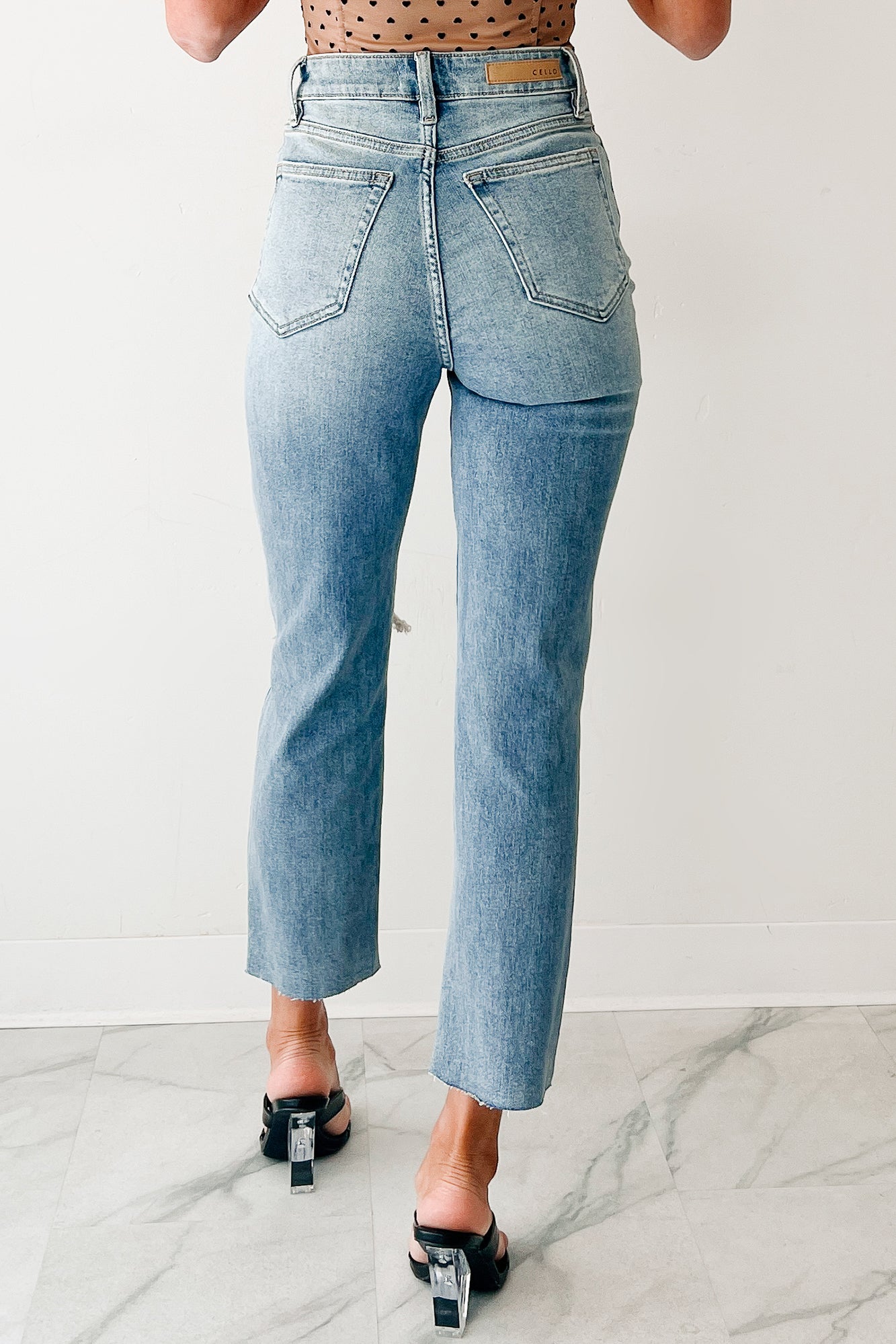 Delphine Distressed Straight Leg Cello Jeans (Light)-The Formal Wear