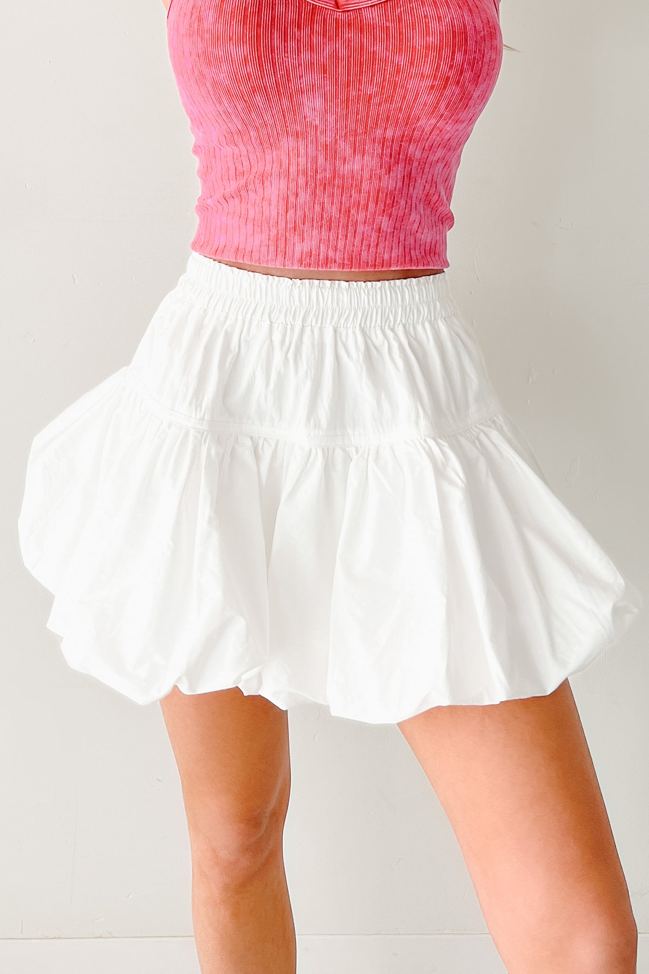 Daydream Darling Bubble Hem Mini Skirt (Ivory)-The Formal Wear
