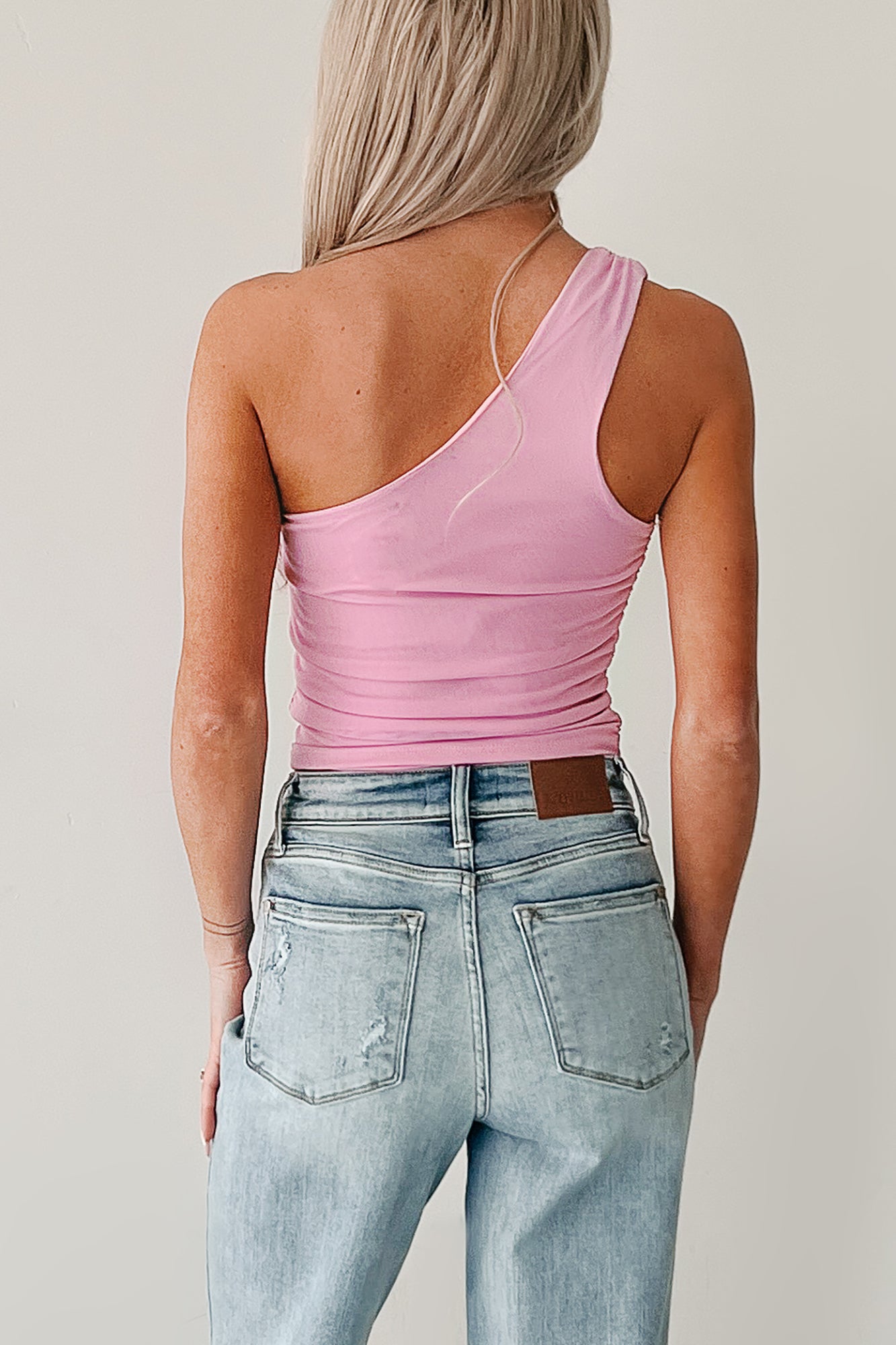 Embrace The Pink One Shoulder Floral Top (Pink)-The Formal Wear