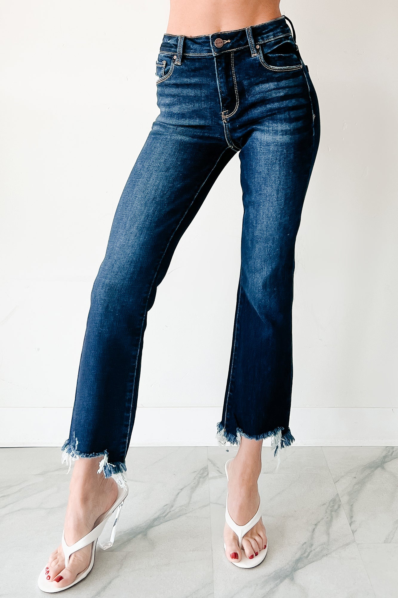 Shauna High Rise Straight Slim Risen Jeans (Dark)-The Formal Wear