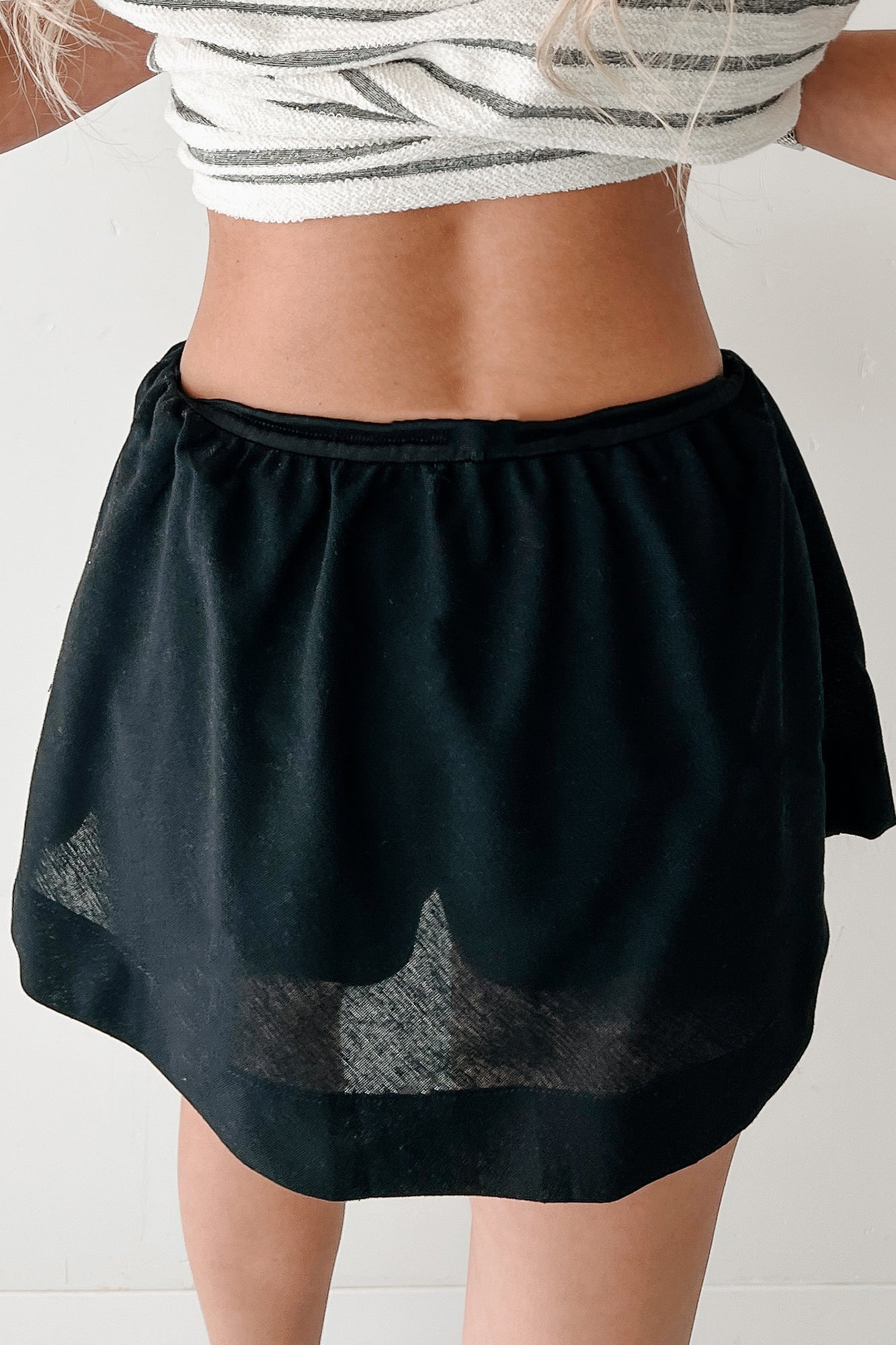 Street Style Spark Linen Mini Skirt (Black)-The Formal Wear
