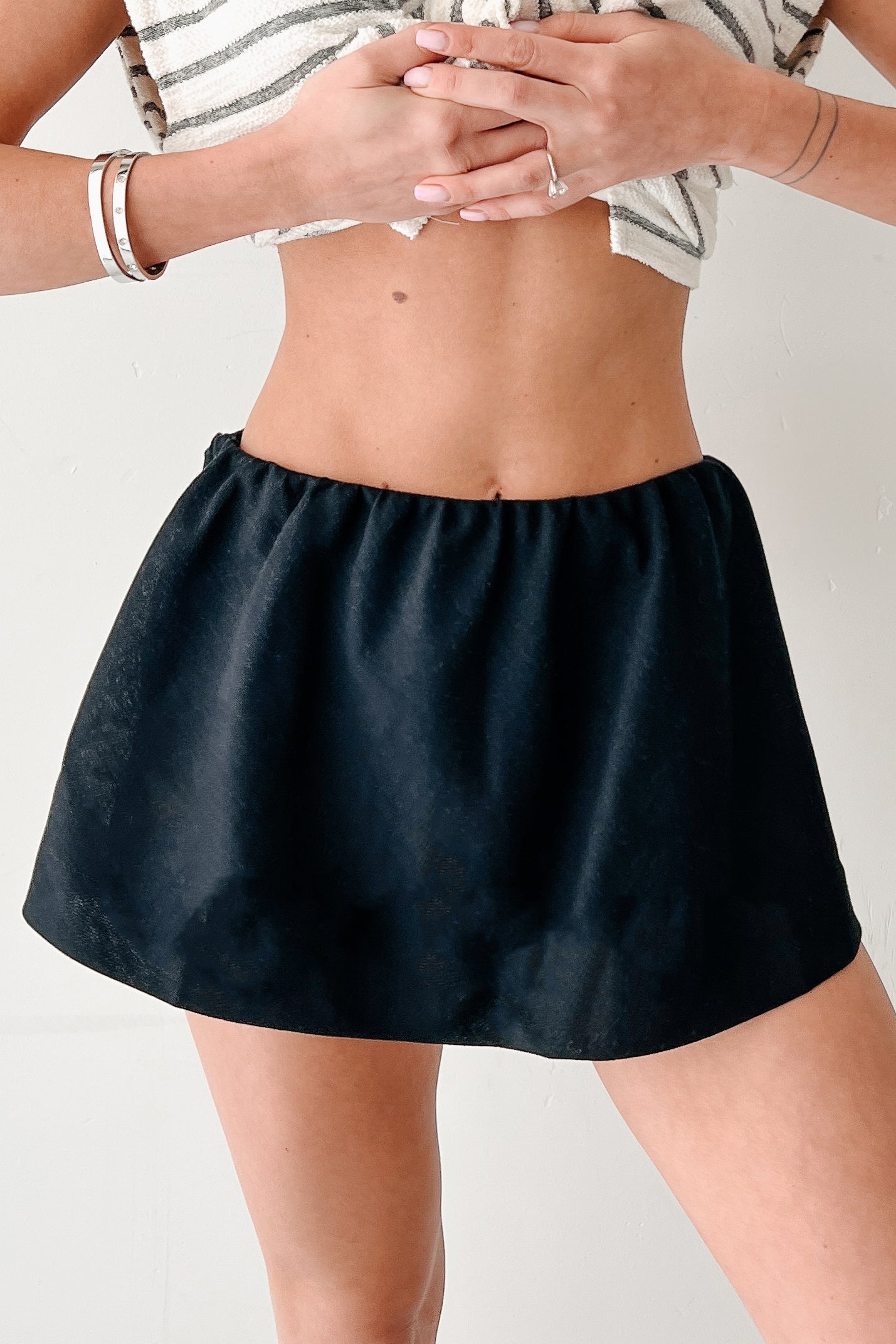 Street Style Spark Linen Mini Skirt (Black)-The Formal Wear