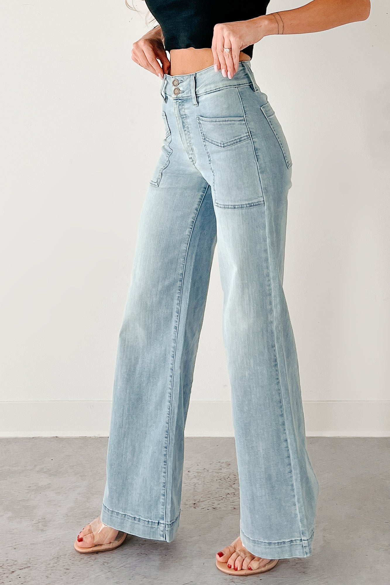 Zella High Rise Wide Leg Eunina Jeans (Medium)-The Formal Wear