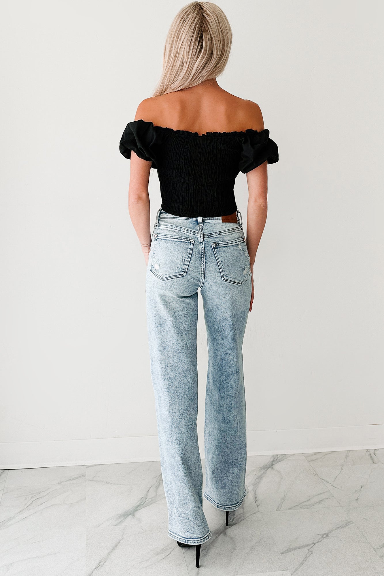 Call Me Cute Puff Sleeve Sweetheart Top (Black)-The Formal Wear