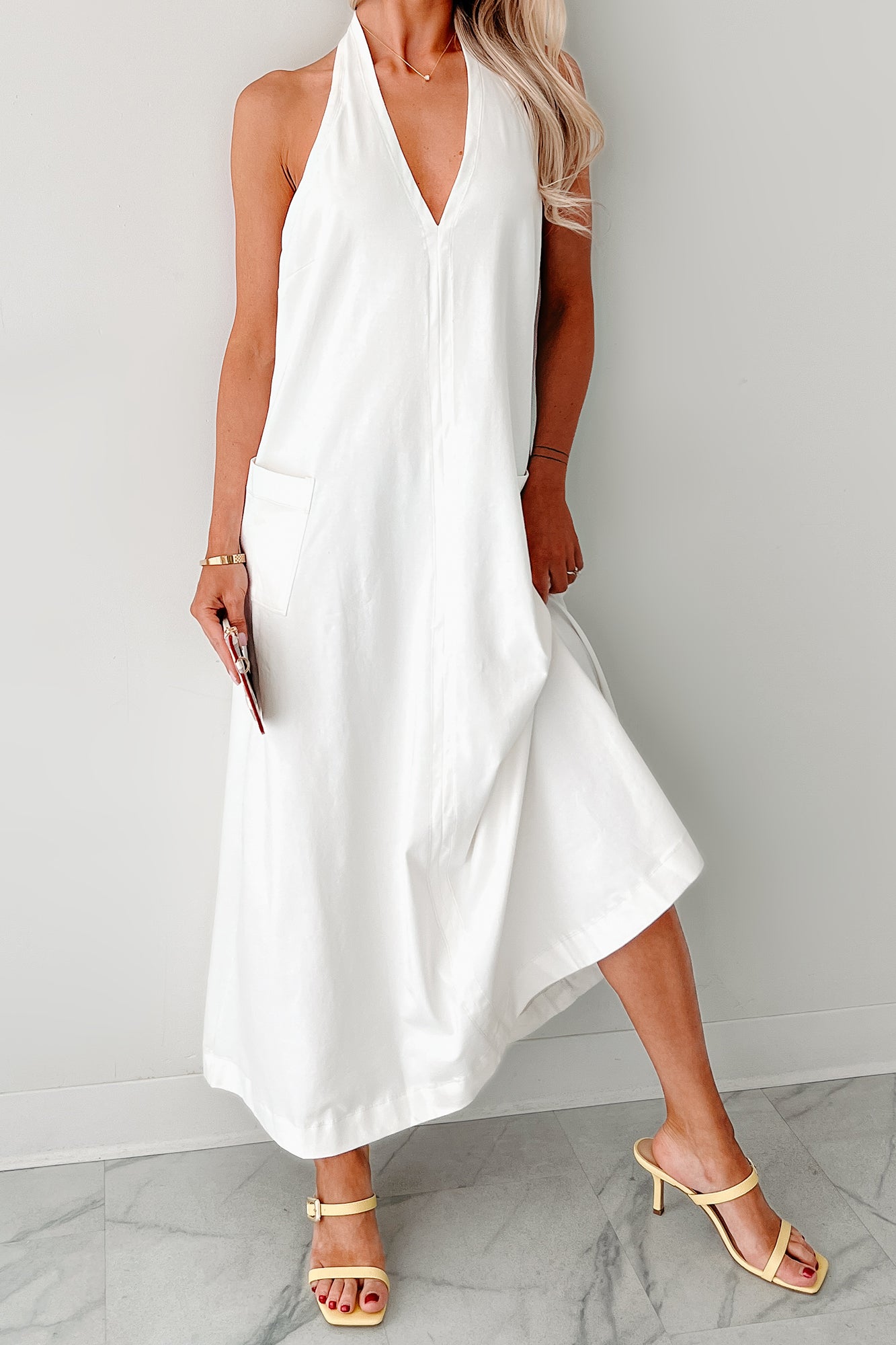 Speak Your Truth Halter Maxi Dress (Off White)-The Formal Wear