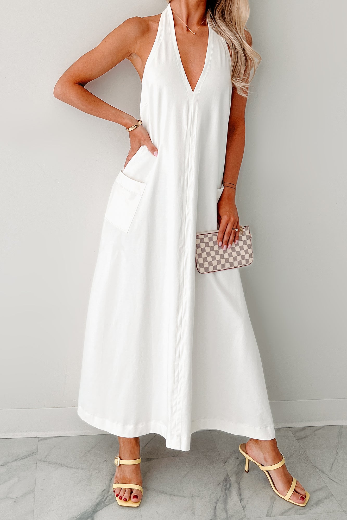 Speak Your Truth Halter Maxi Dress (Off White)-The Formal Wear