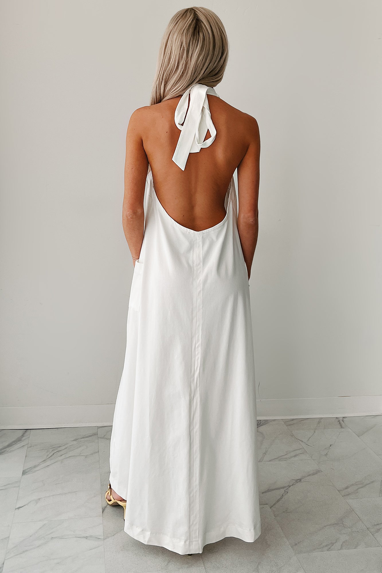 Speak Your Truth Halter Maxi Dress (Off White)-The Formal Wear