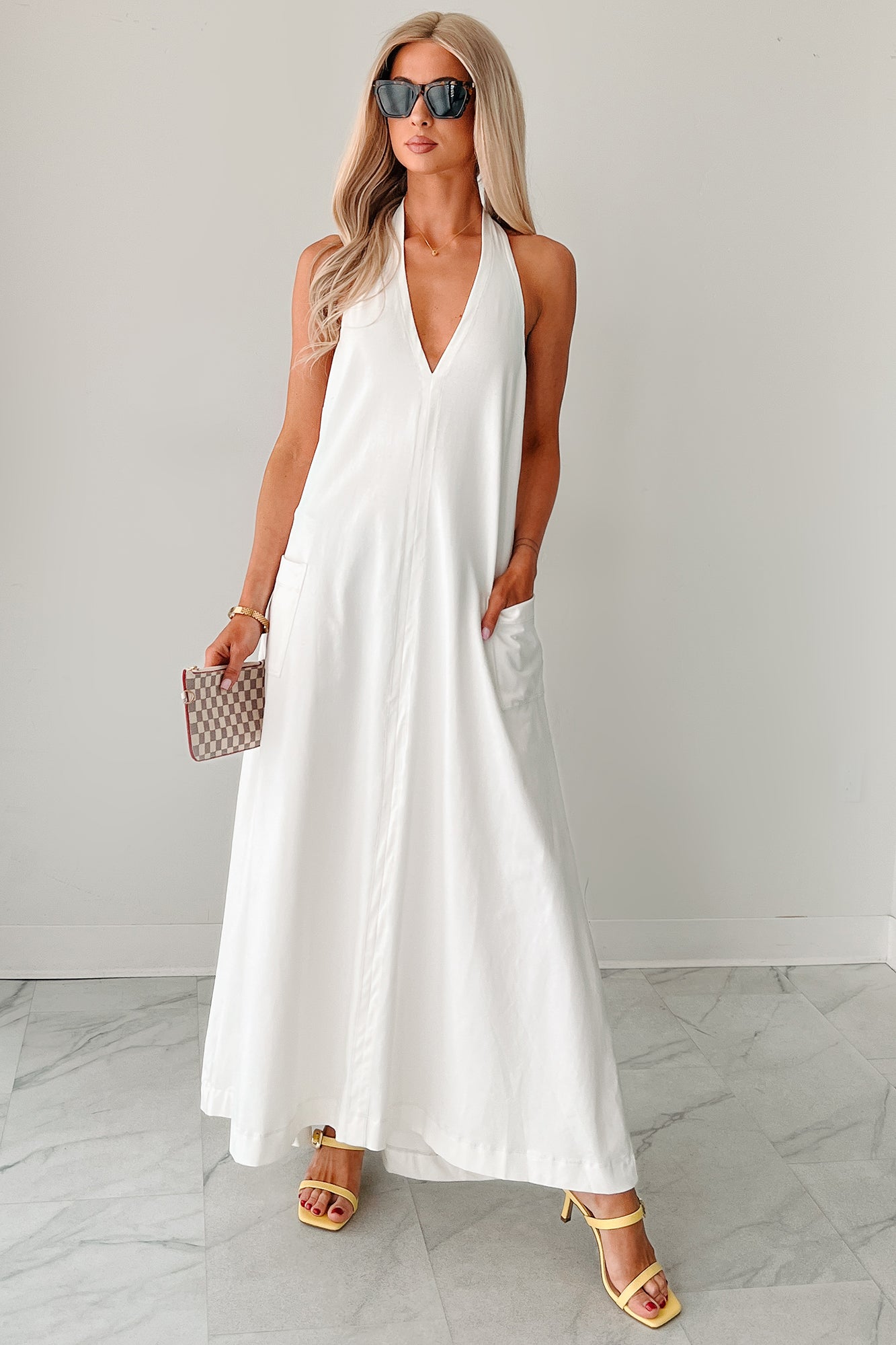 Speak Your Truth Halter Maxi Dress (Off White)-The Formal Wear