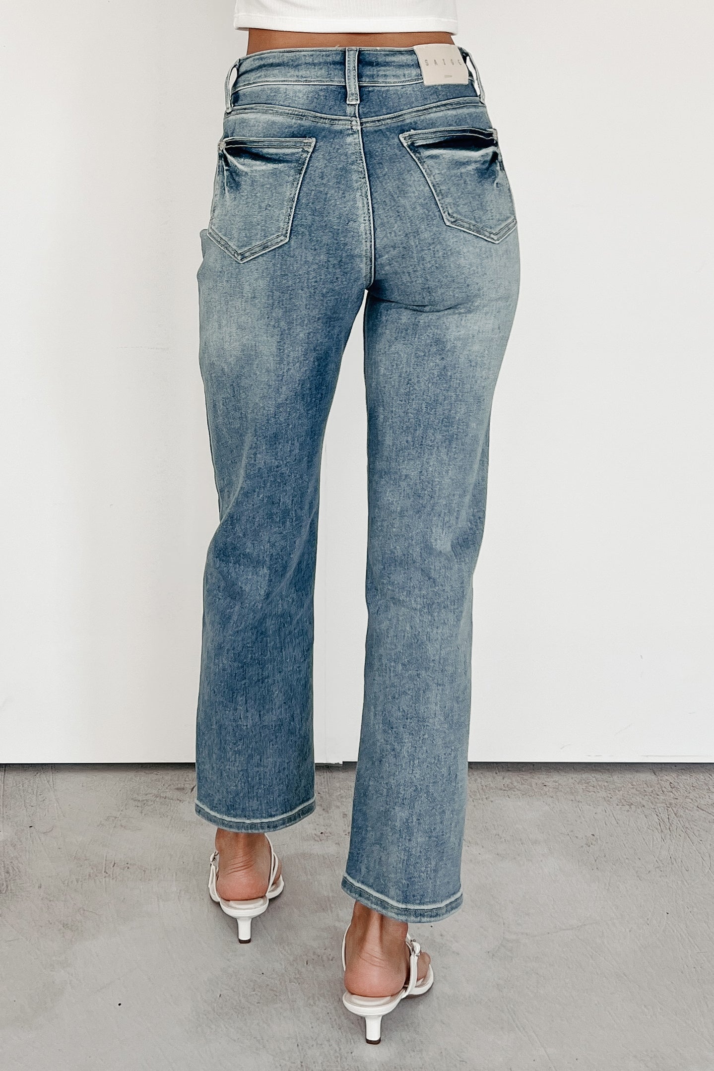 Halle Tummy Control Straight Saige Jeans (Medium Dark)-The Formal Wear