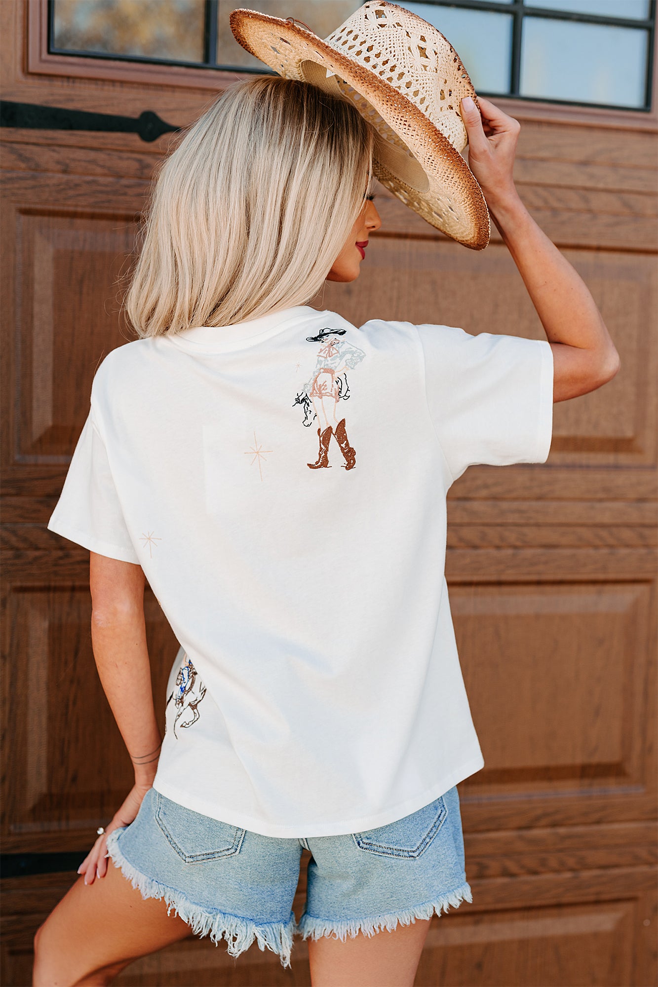 Southern Skies Embroidered Graphic Tee (Off White)-The Formal Wear