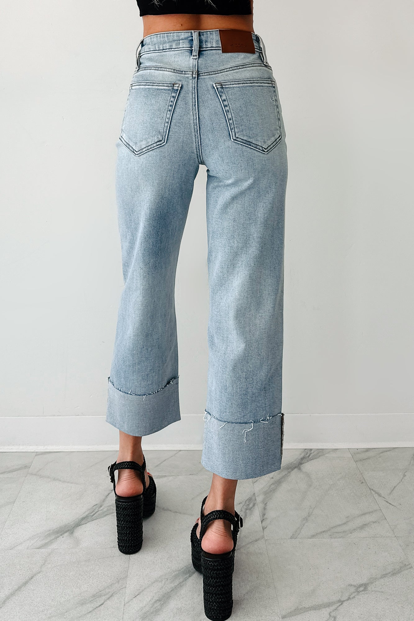 Angelo Cuffed Wide Leg Hidden Jeans (Vintage Light)-The Formal Wear