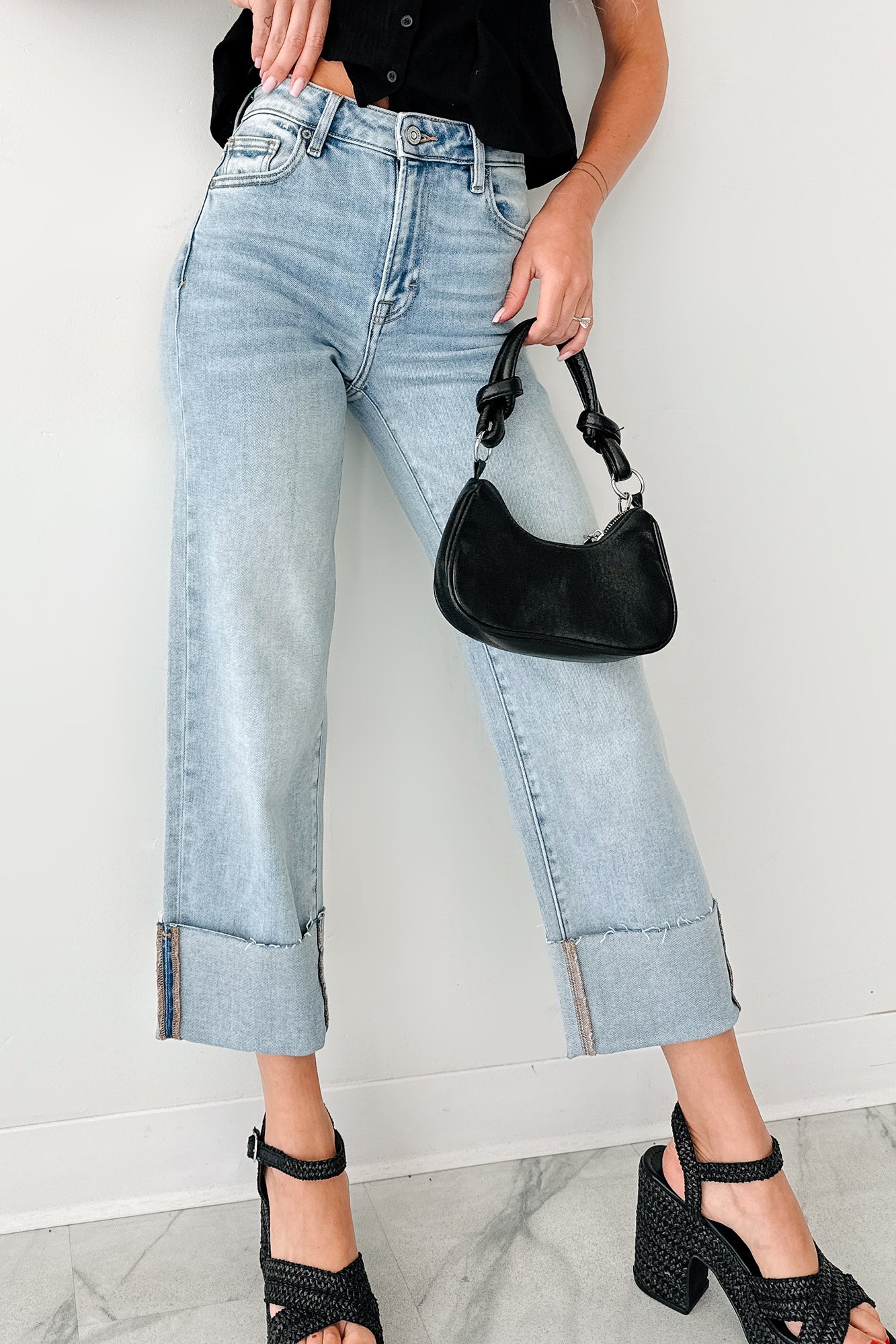 Angelo Cuffed Wide Leg Hidden Jeans (Vintage Light)-The Formal Wear