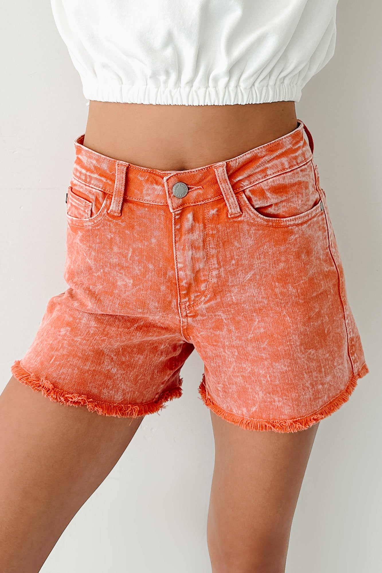 Bahari Judy Blue Mid Rise Denim Shorts (Peach)-The Formal Wear
