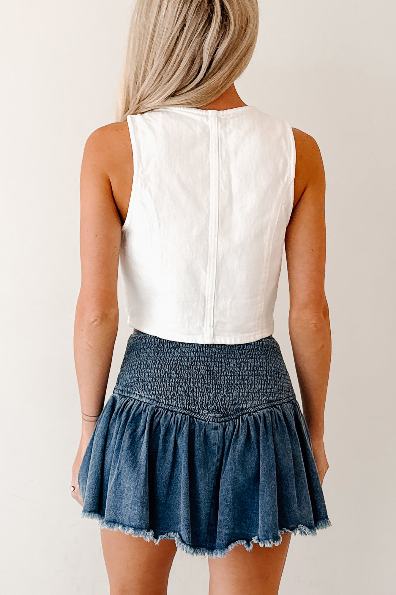 On The Range Denim Button Down Vest (White)-The Formal Wear
