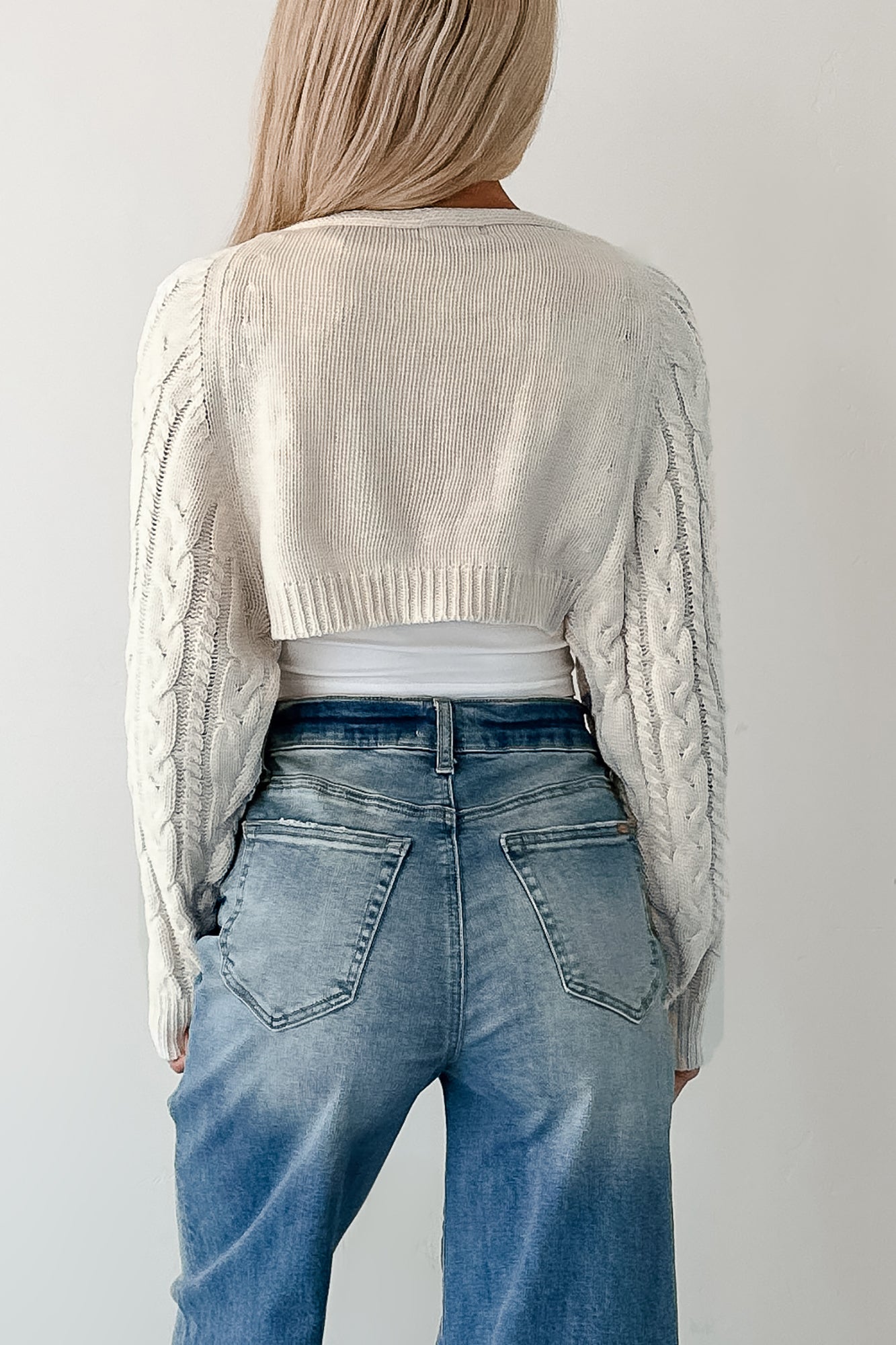Ease Your Mind Cable Knit Bolero Shrug (Ivory)-The Formal Wear