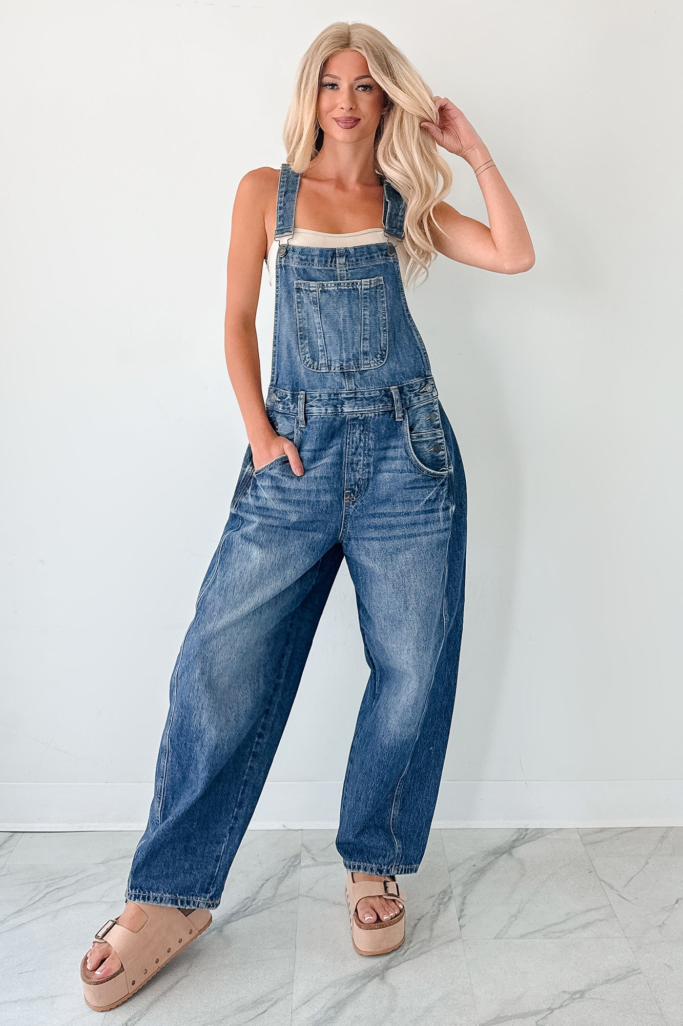 Said & Done Cello Barrel Denim Overalls (Medium)-The Formal Wear