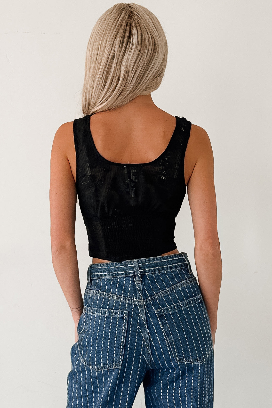 Dream In Gold Sleeveless Floral Lace Top (Black)-The Formal Wear