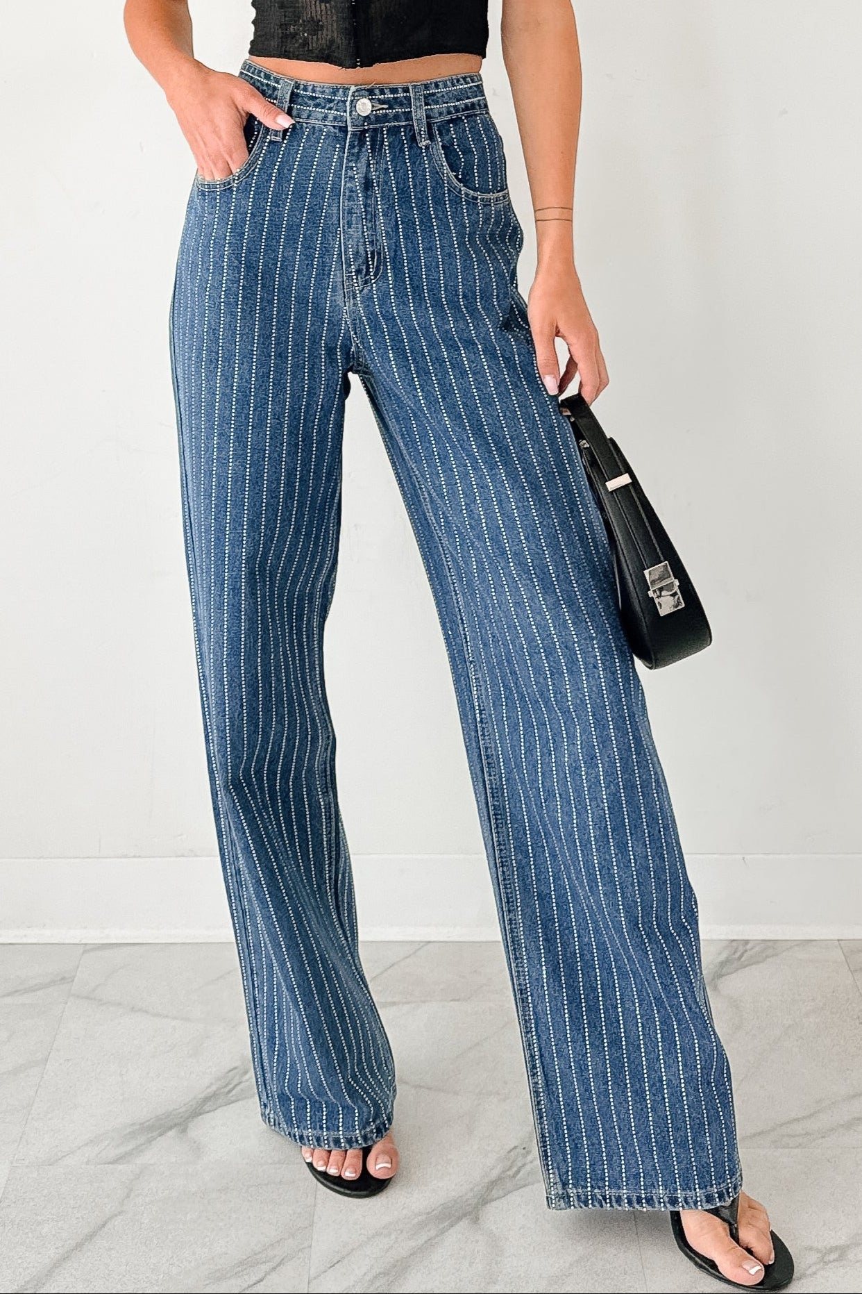 Ariel Rhinestone Stripe Signature 8 Jeans (Medium)-The Formal Wear