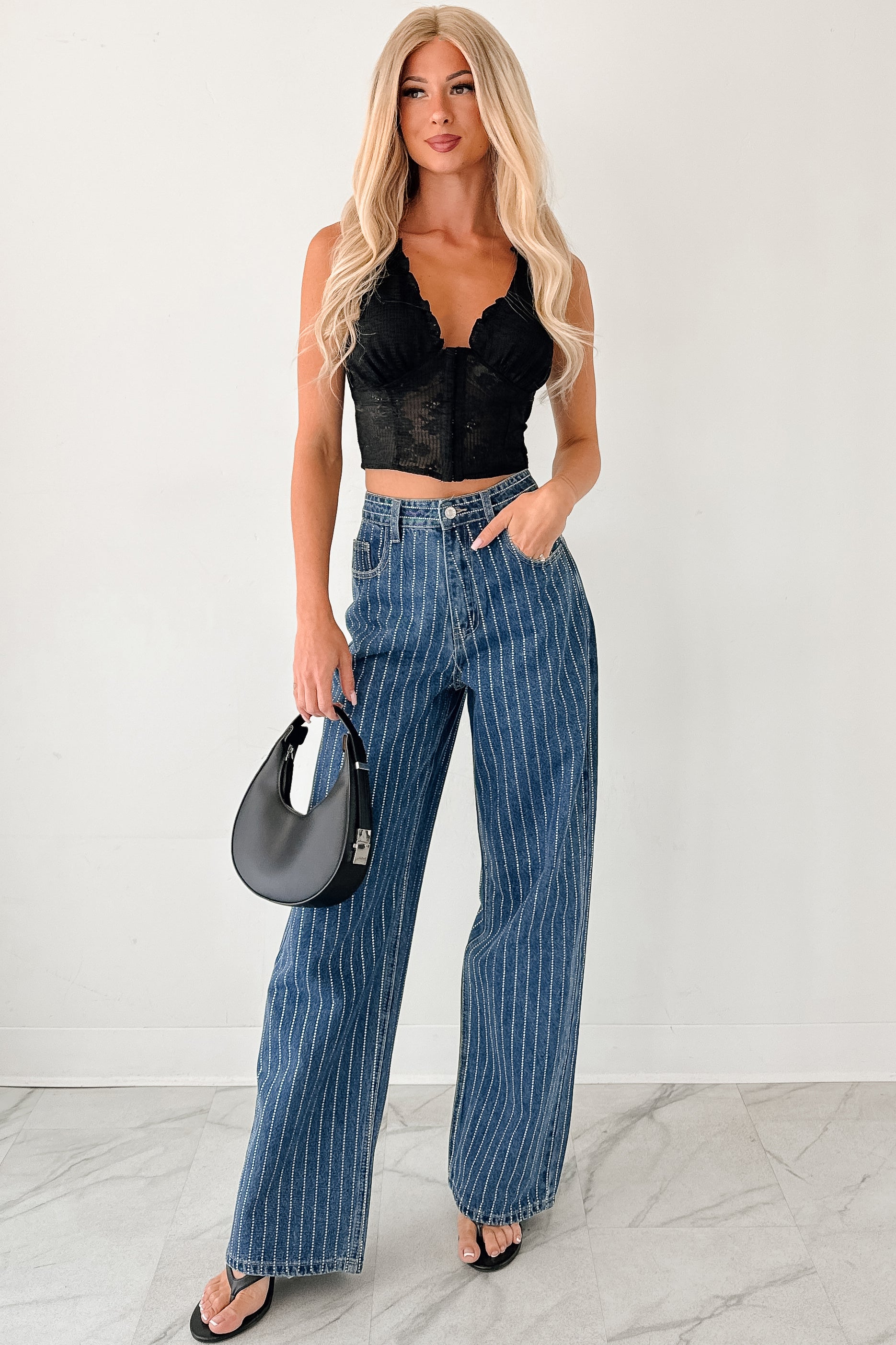 Ariel Rhinestone Stripe Signature 8 Jeans (Medium)-The Formal Wear