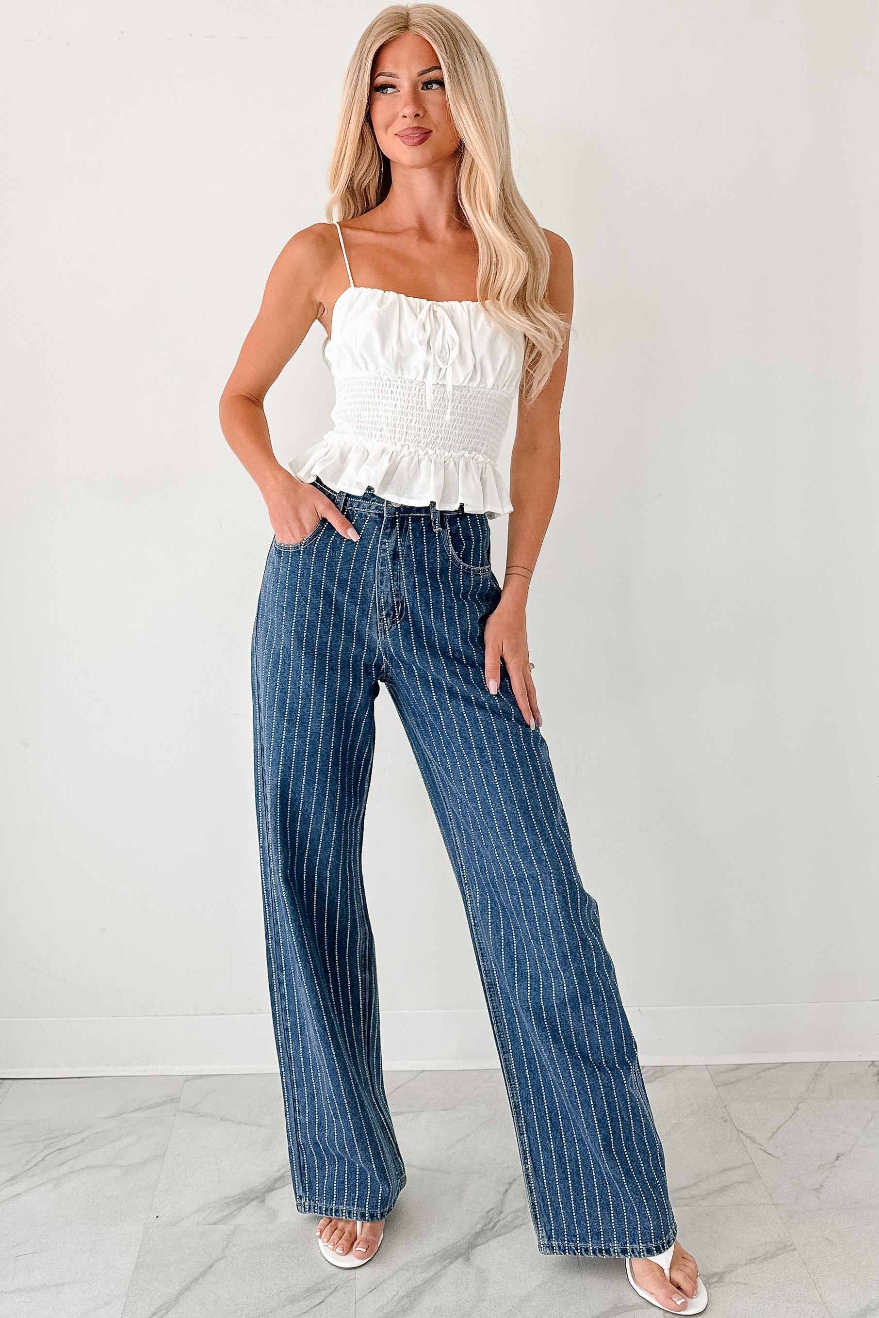 Ariel Rhinestone Stripe Signature 8 Jeans (Medium)-The Formal Wear