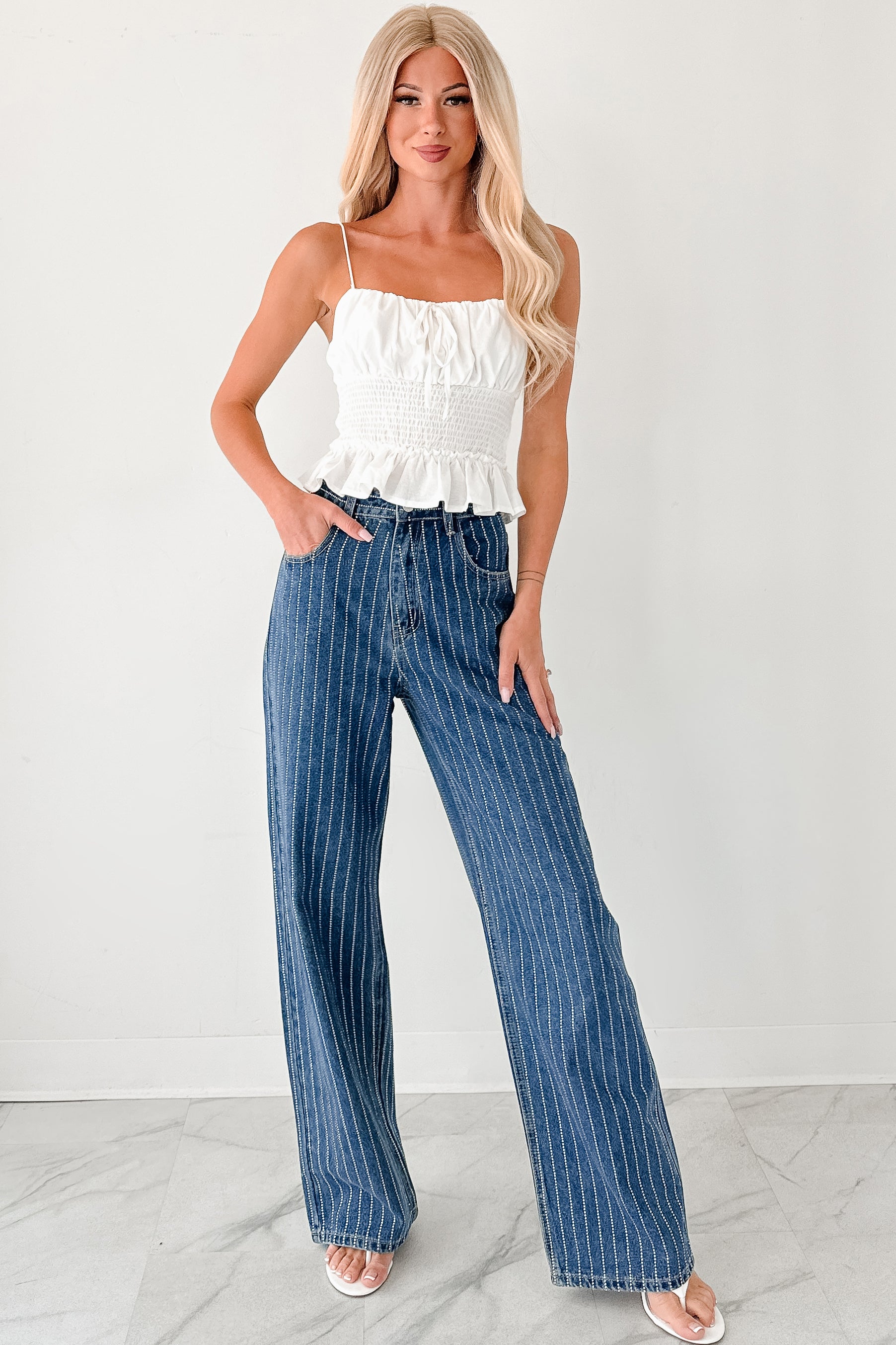 Ariel Rhinestone Stripe Signature 8 Jeans (Medium)-The Formal Wear