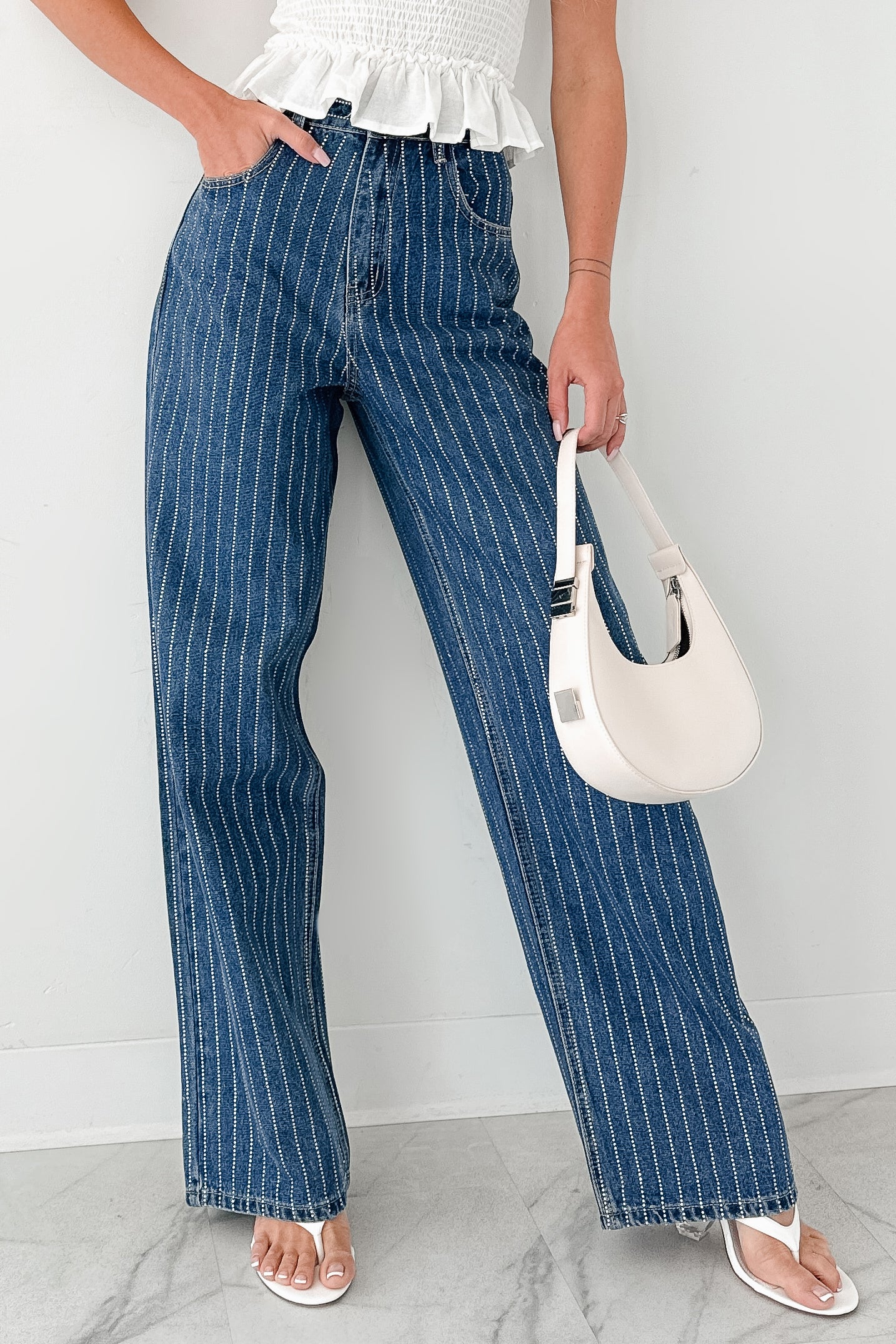 Ariel Rhinestone Stripe Signature 8 Jeans (Medium)-The Formal Wear