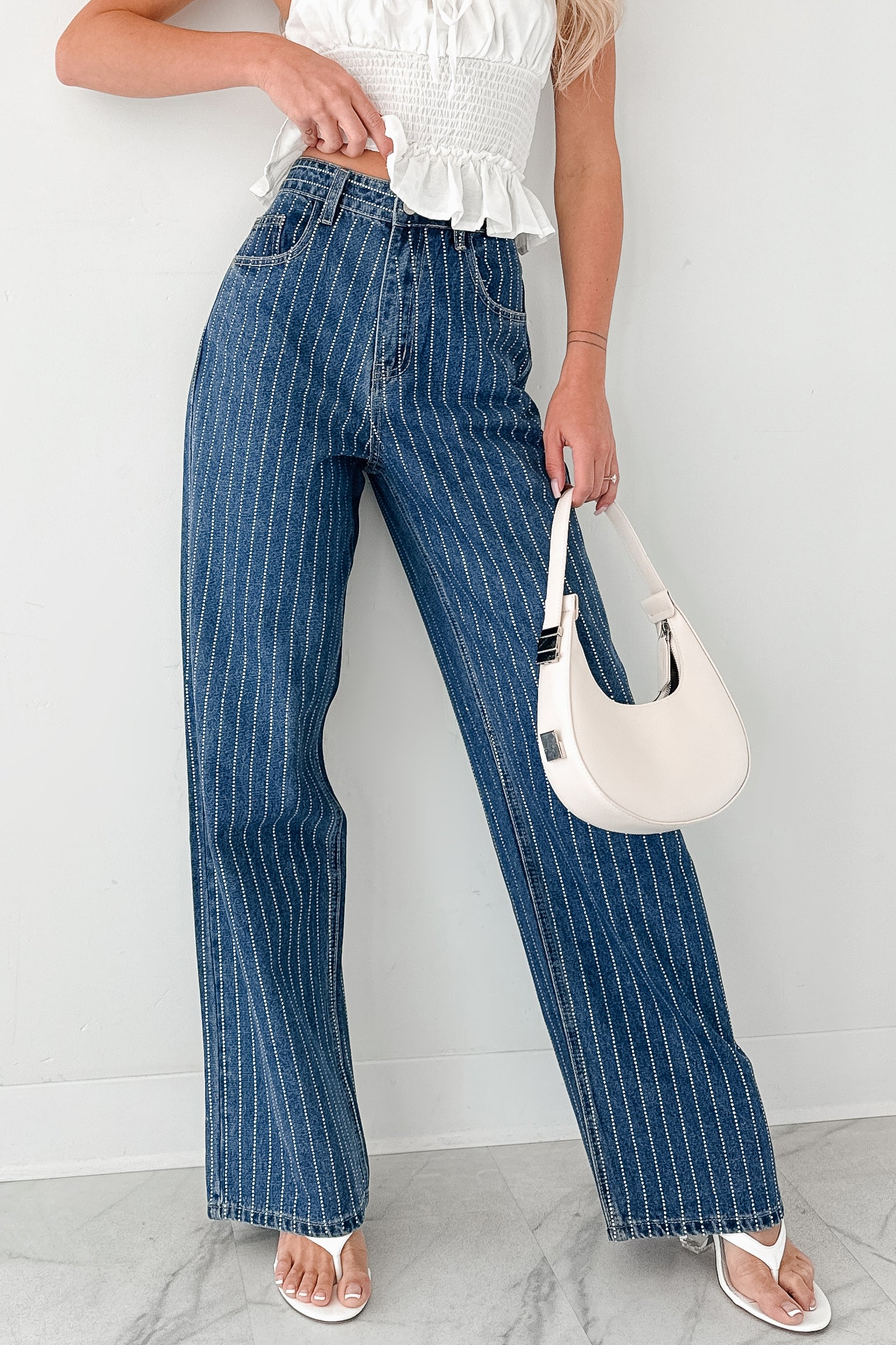 Ariel Rhinestone Stripe Signature 8 Jeans (Medium)-The Formal Wear