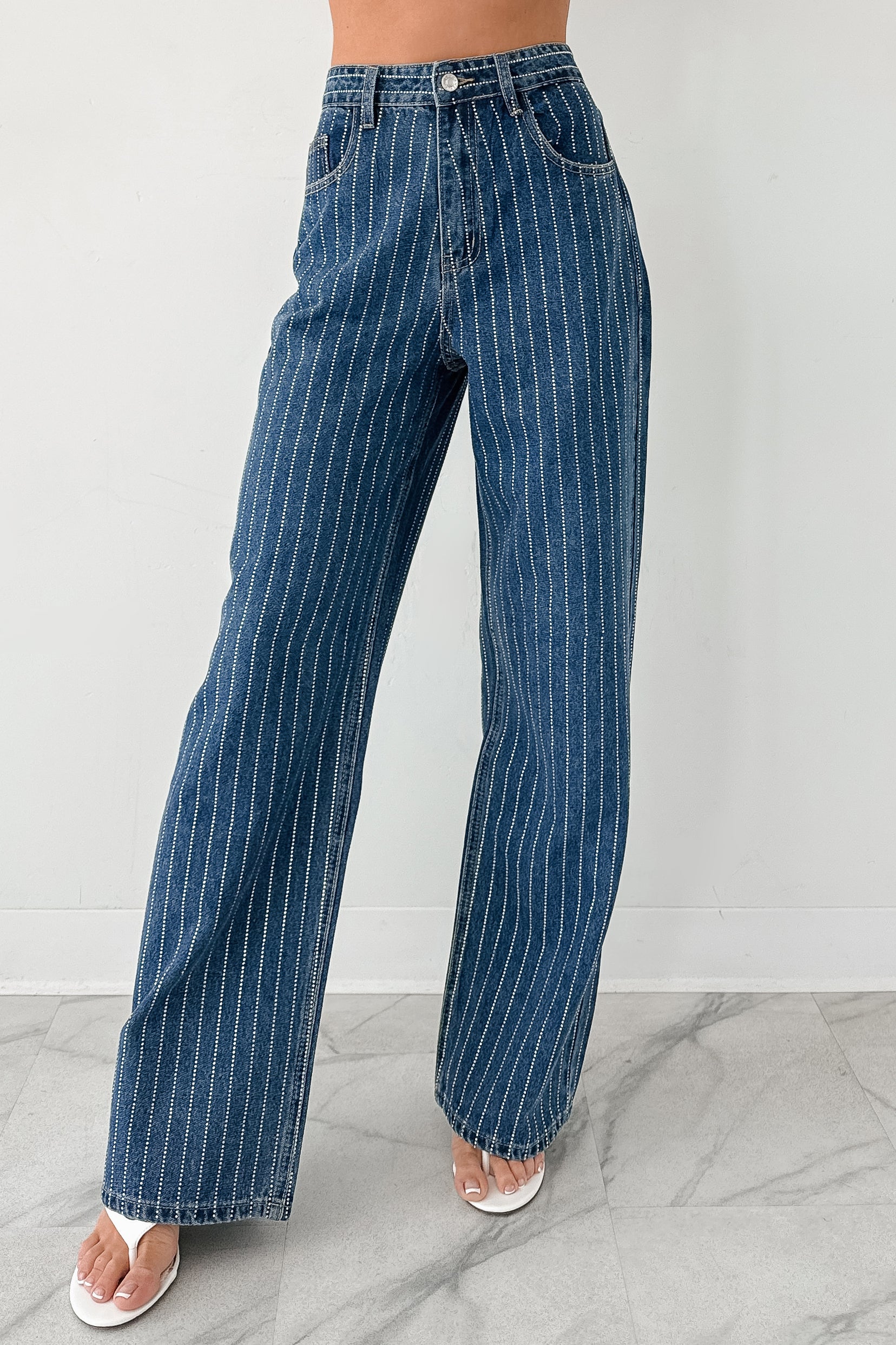 Ariel Rhinestone Stripe Signature 8 Jeans (Medium)-The Formal Wear