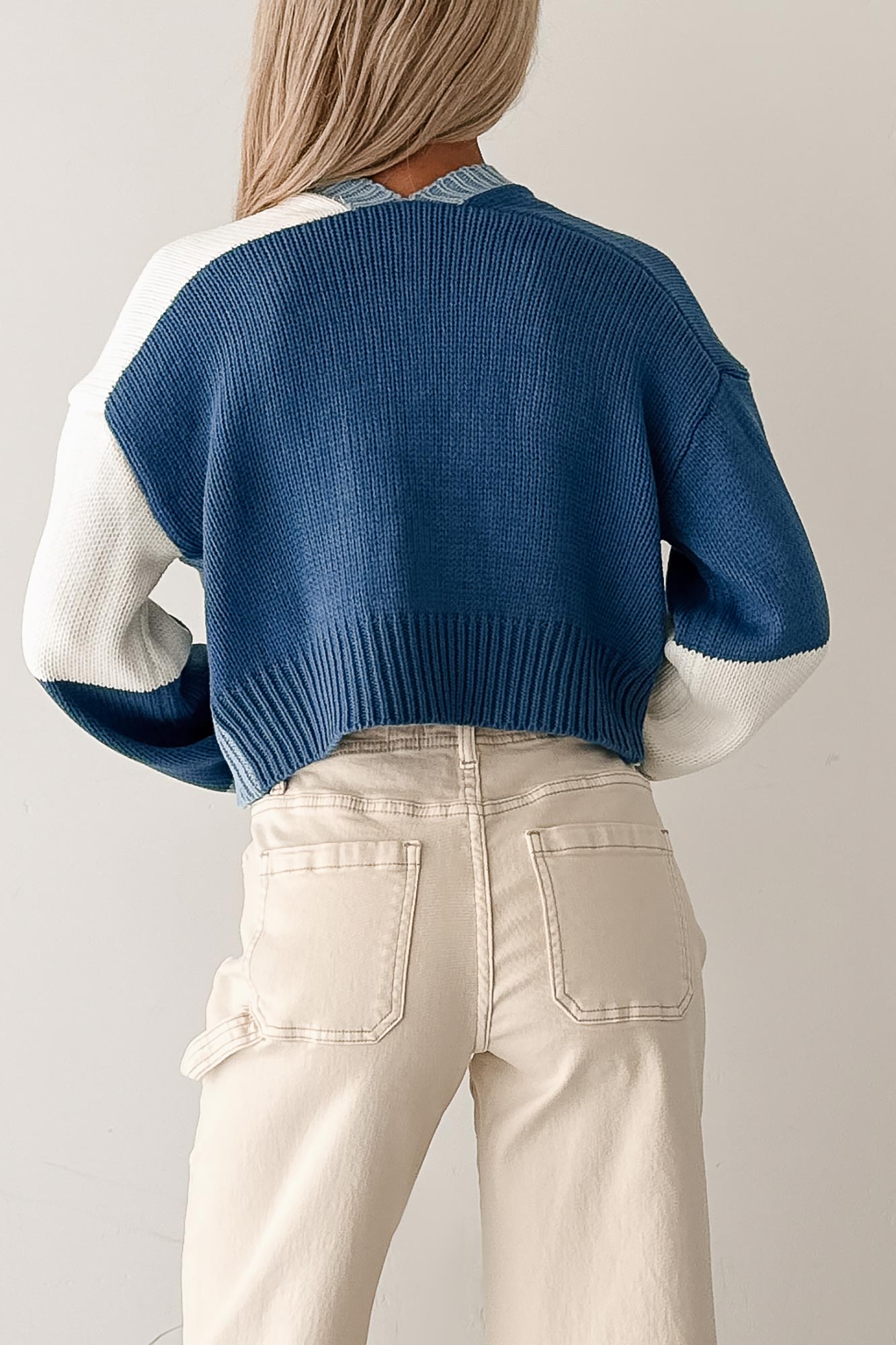 Couch Club Colorblock Long Sleeve Cardigan (Blue Combo)-The Formal Wear