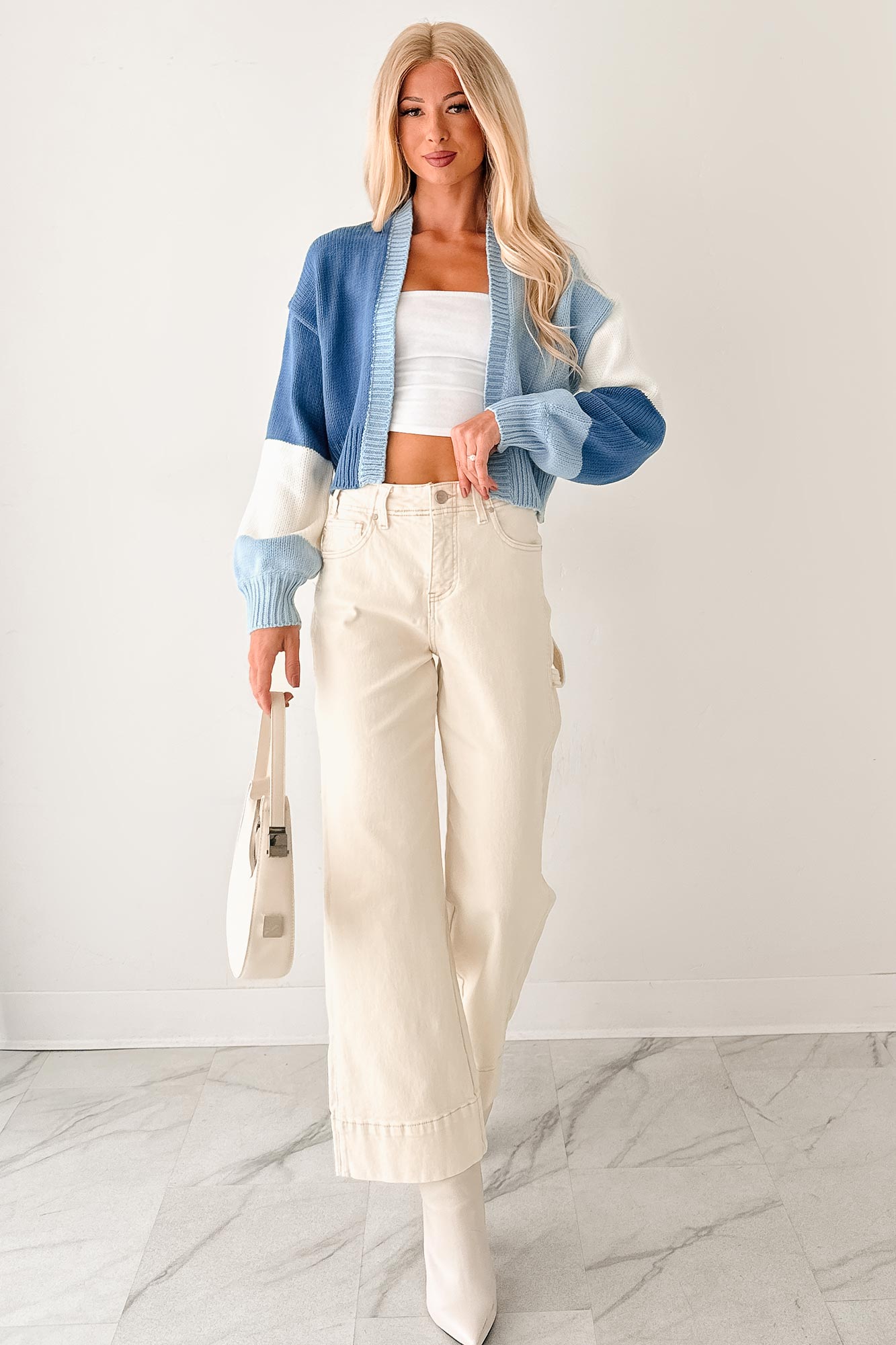 Couch Club Colorblock Long Sleeve Cardigan (Blue Combo)-The Formal Wear