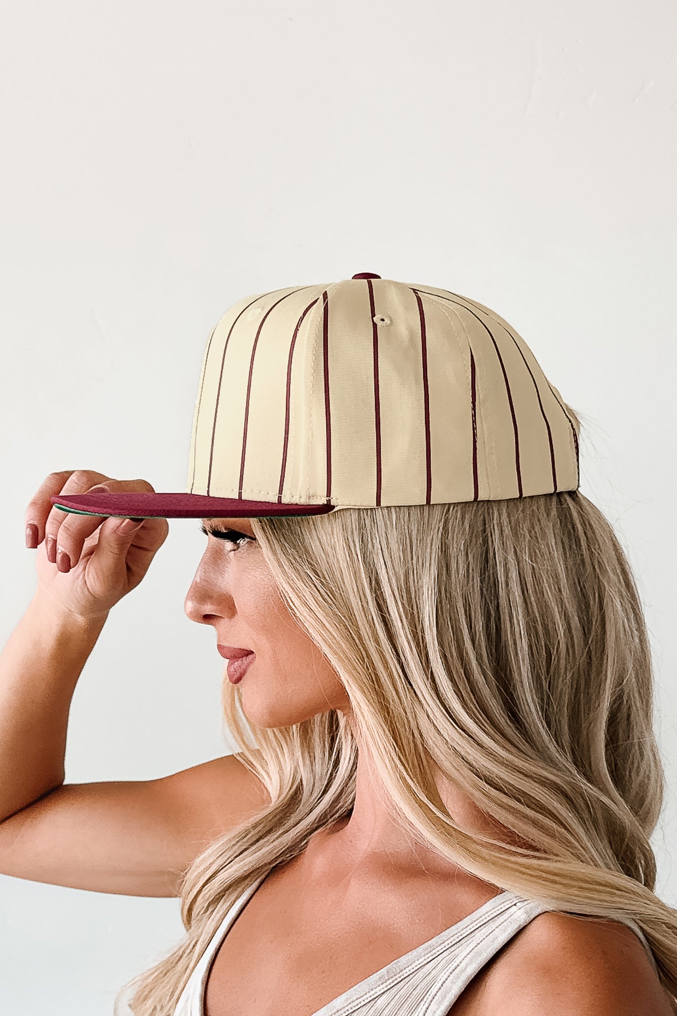 Out Of The Park Striped Baseball Cap (Burgundy)-The Formal Wear