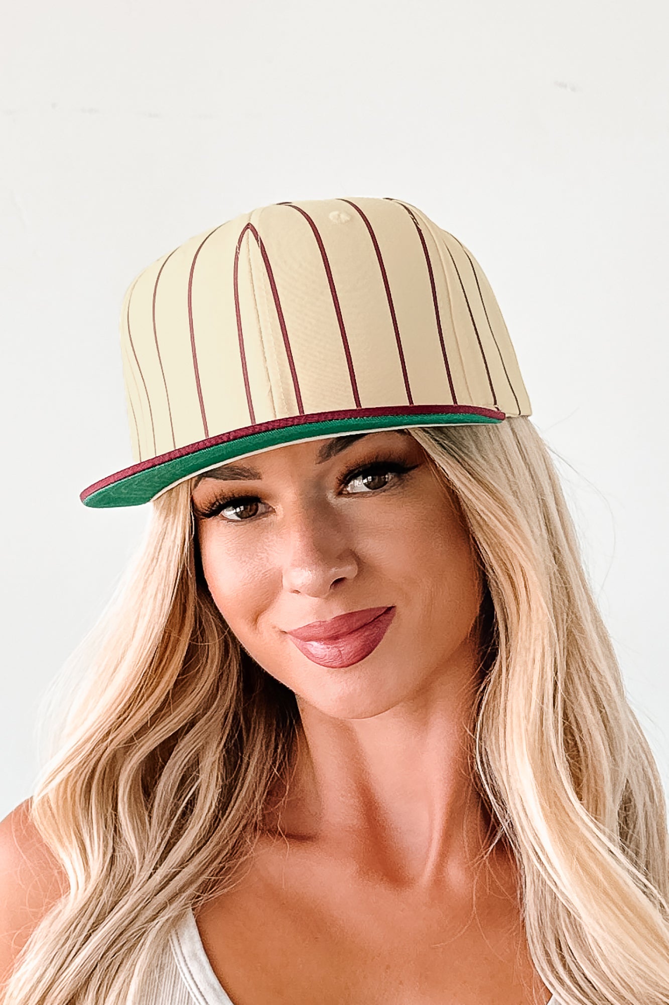 Out Of The Park Striped Baseball Cap (Burgundy)-The Formal Wear