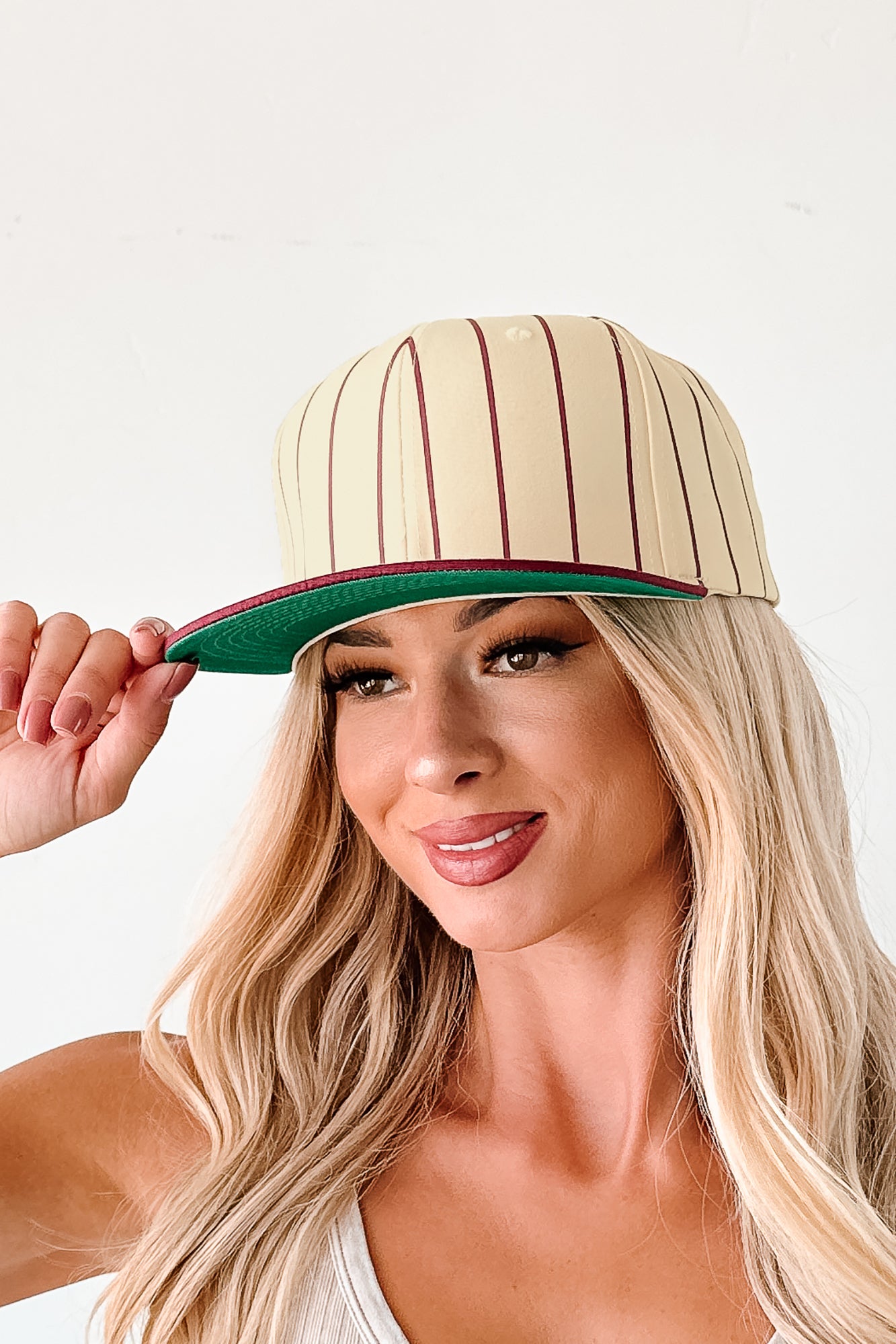 Out Of The Park Striped Baseball Cap (Burgundy)-The Formal Wear