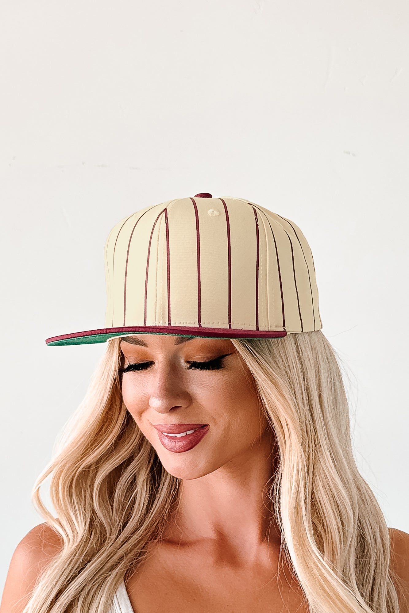 Out Of The Park Striped Baseball Cap (Burgundy)-The Formal Wear
