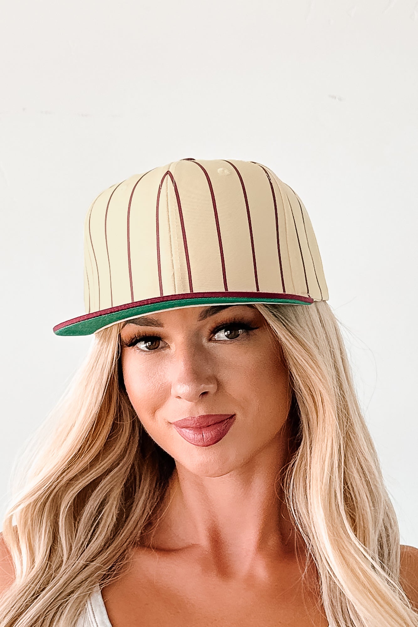 Out Of The Park Striped Baseball Cap (Burgundy)-The Formal Wear