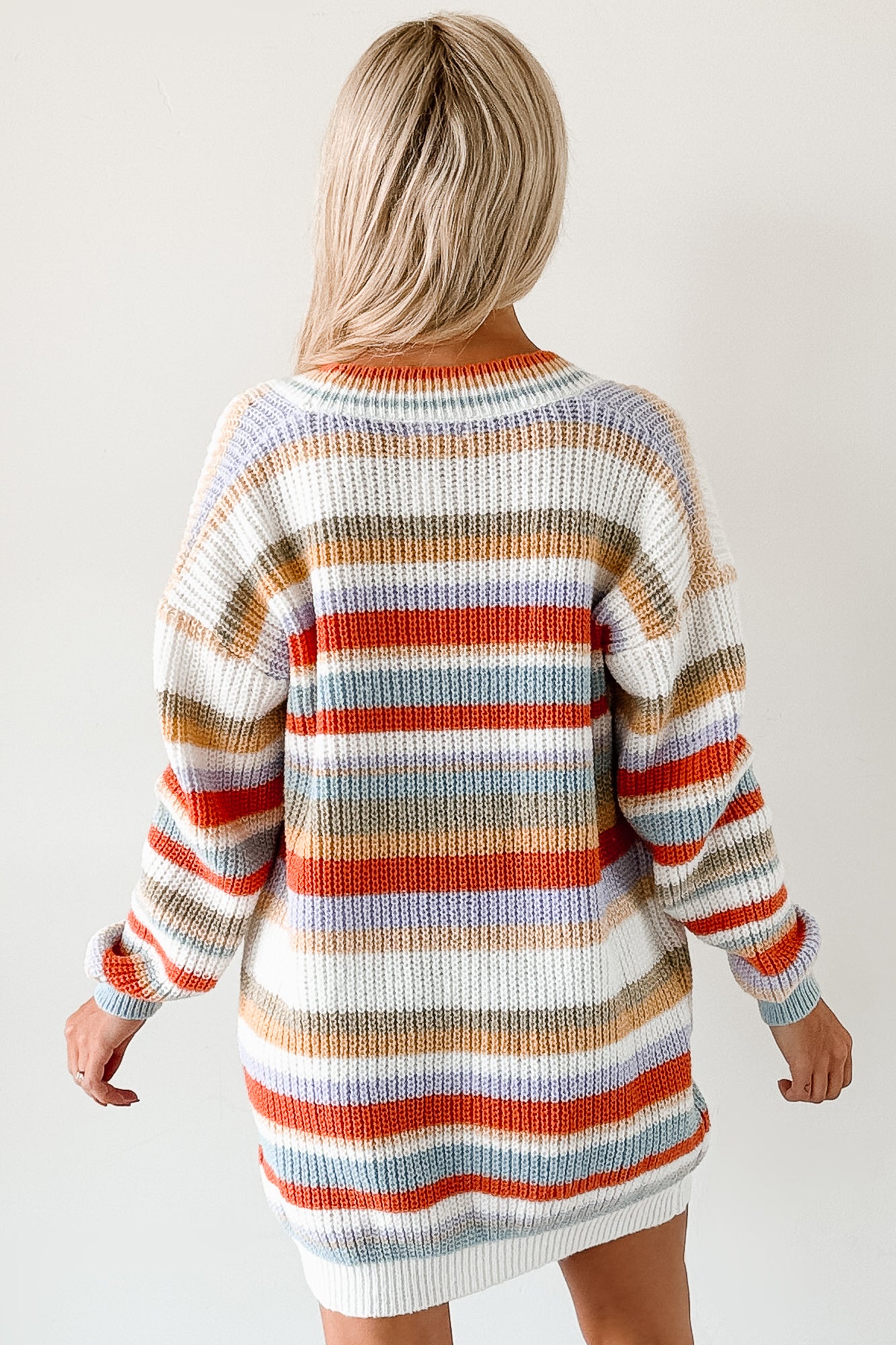 Carefree Comfort Striped Knit Cardigan (Multi)-The Formal Wear