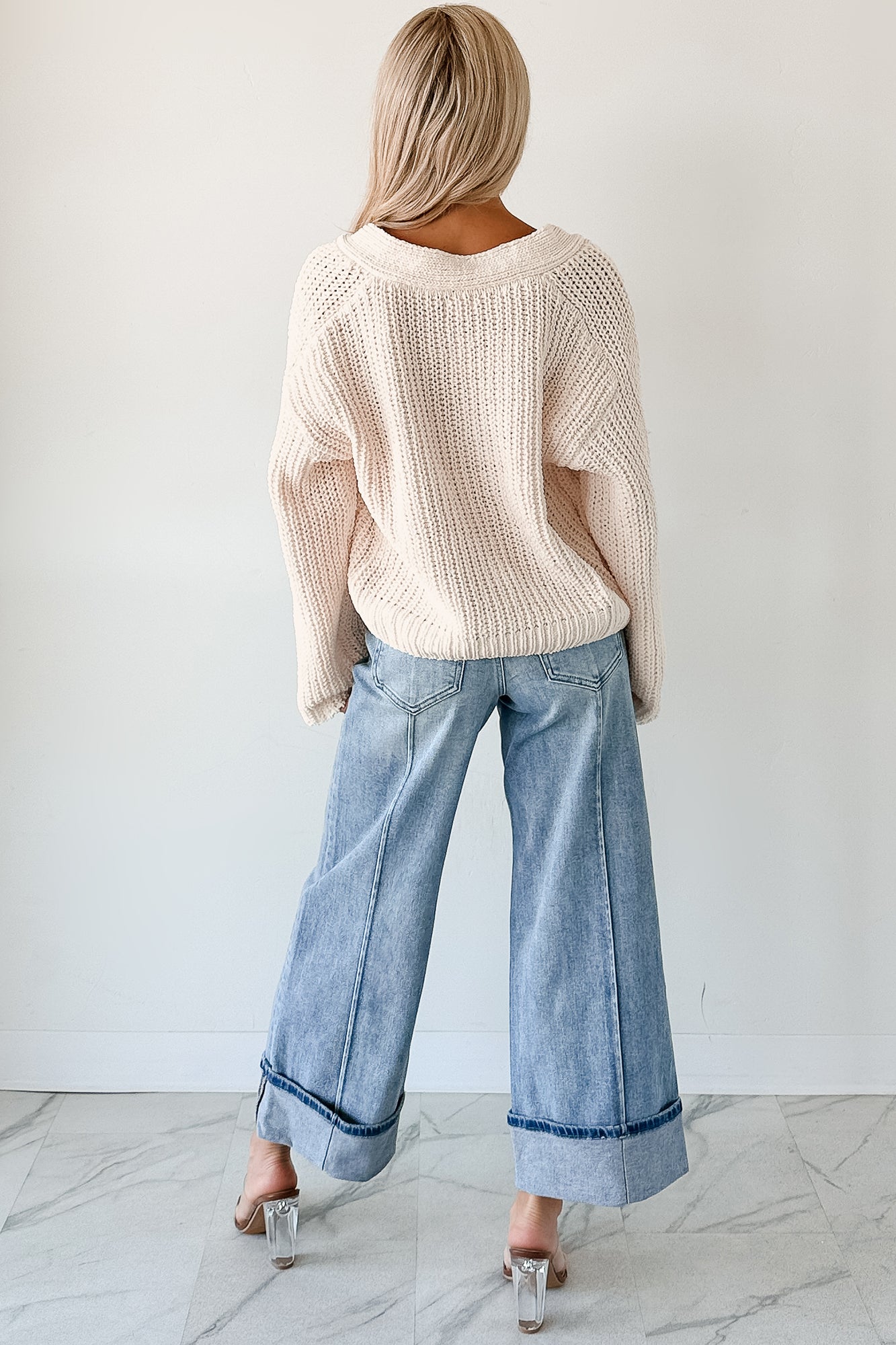 Soft & Still POL Oversized Chenille Cardigan (Powder Cream)-The Formal Wear