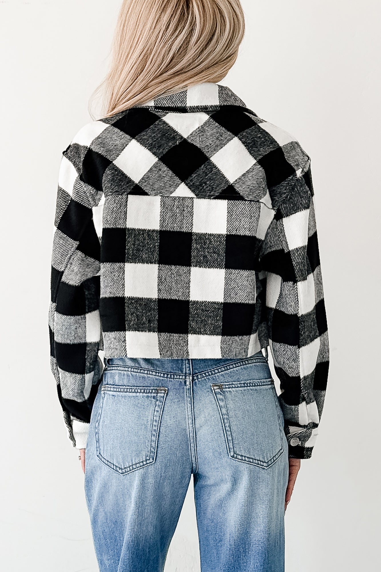 Autumn Aesthetic Plaid Crop Jacket (Black)-The Formal Wear