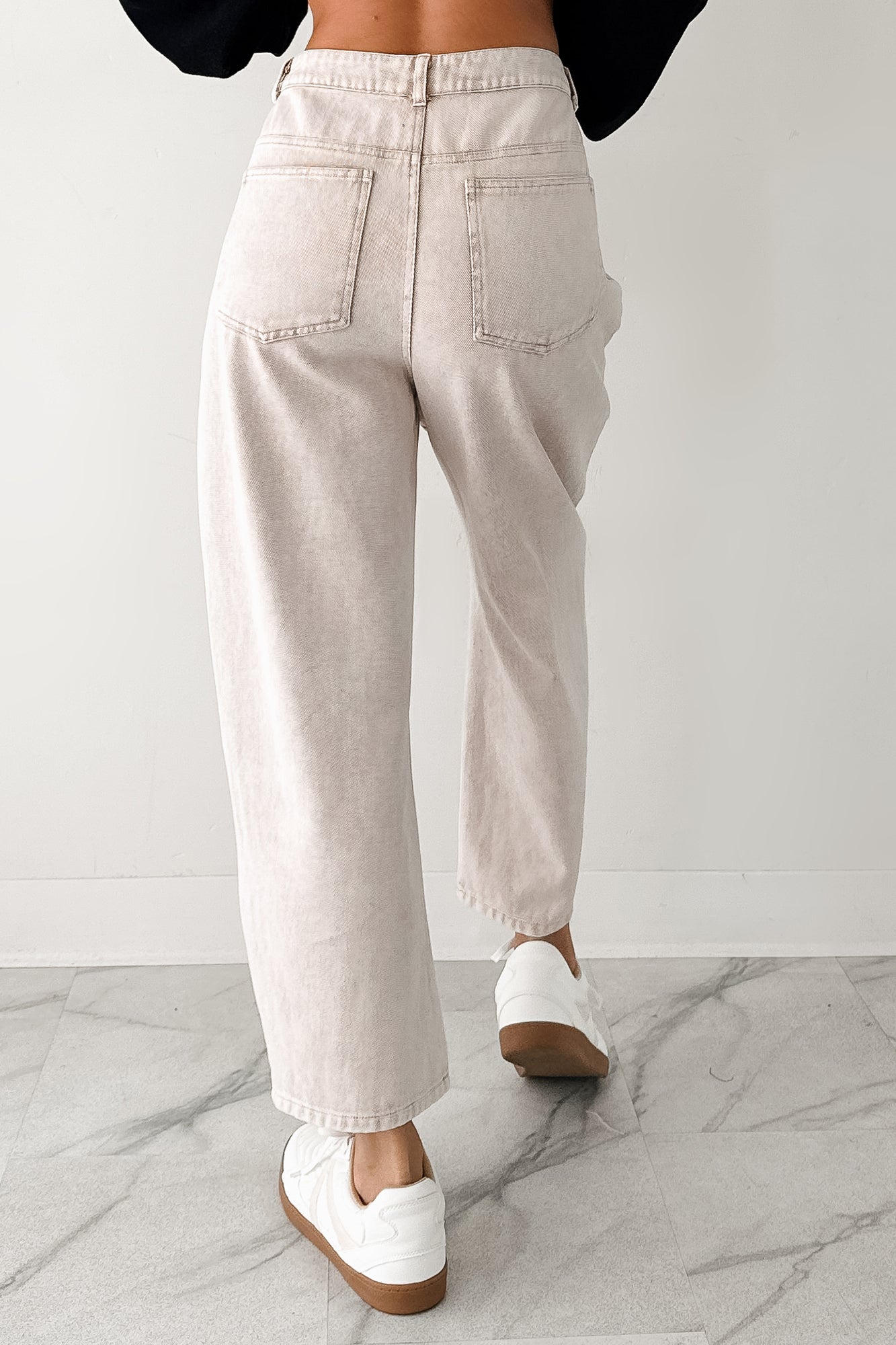 Calloway High Rise Barrel Jeans (Washed Ecru)-The Formal Wear