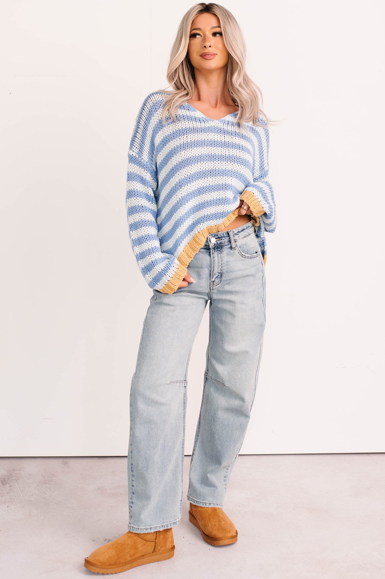 Brock High Rise Barrel Leg Kancan Jeans (Light)-The Formal Wear