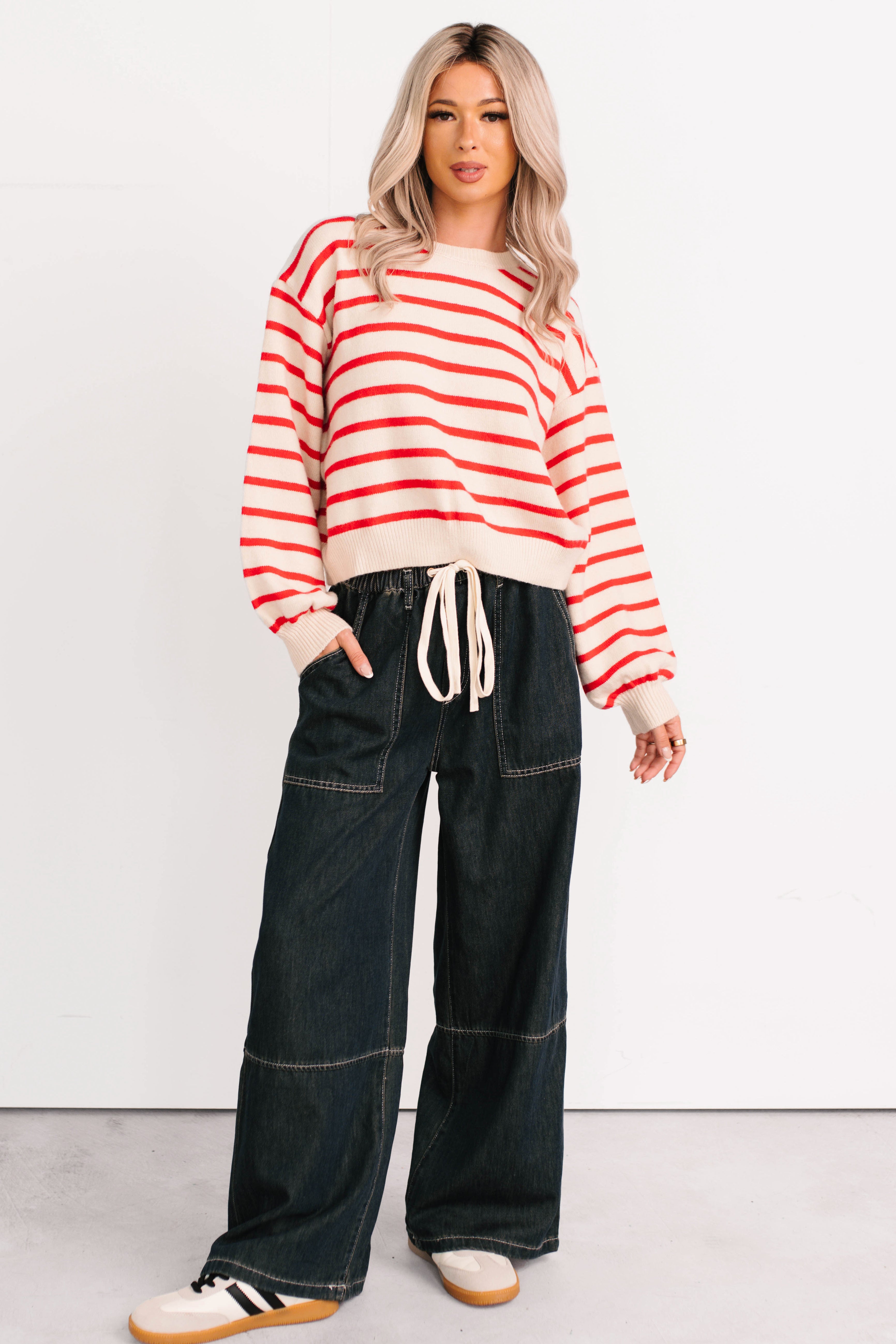 Chill Energy Wide Leg Drawstring Pants (Grey Denim)-The Formal Wear