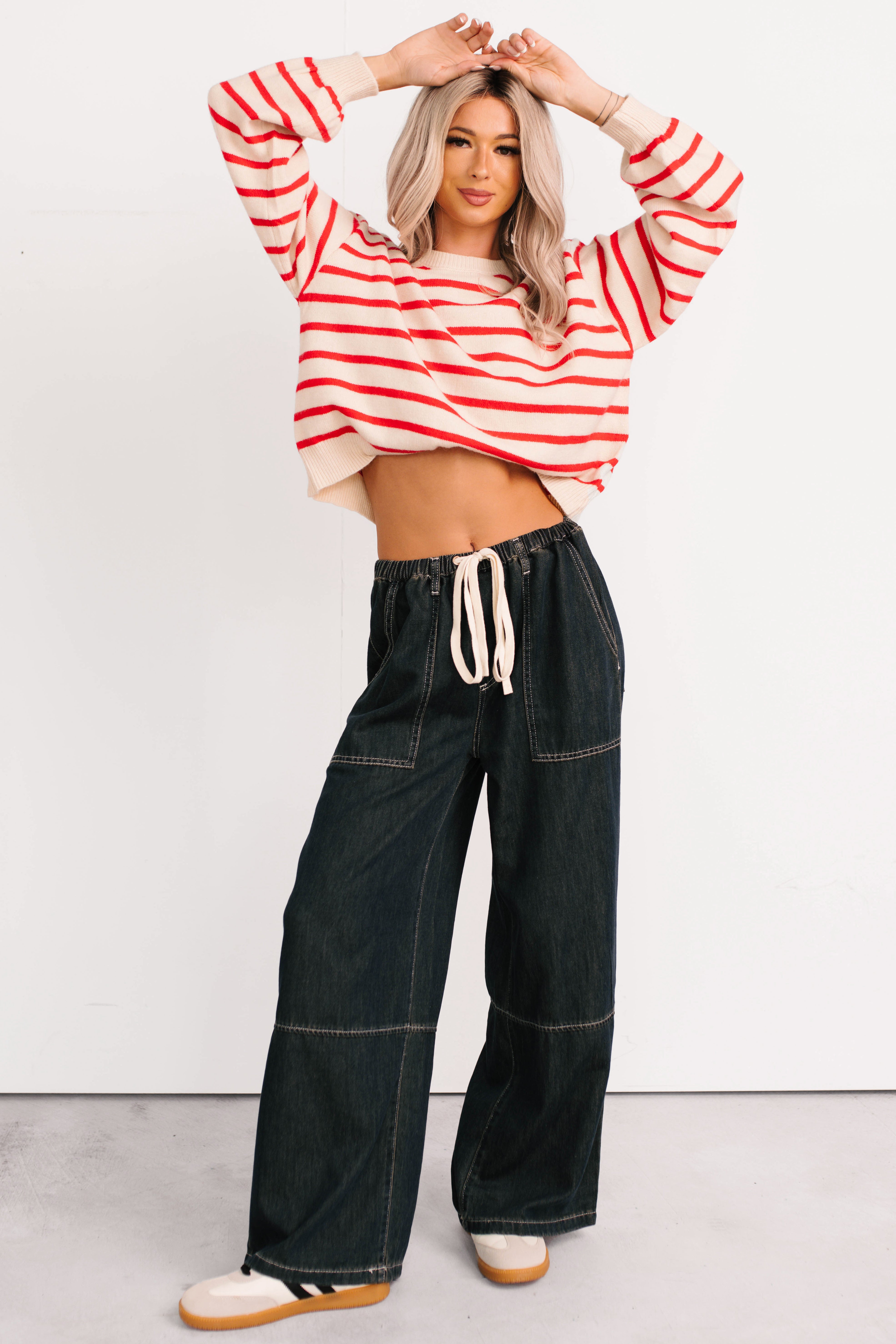 Chill Energy Wide Leg Drawstring Pants (Grey Denim)-The Formal Wear